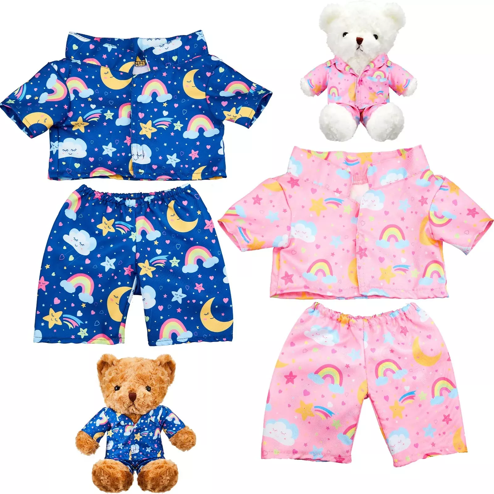 Civaner Bear Pajamas Set for 14-16 Inch Stuffed Animals, Pink &