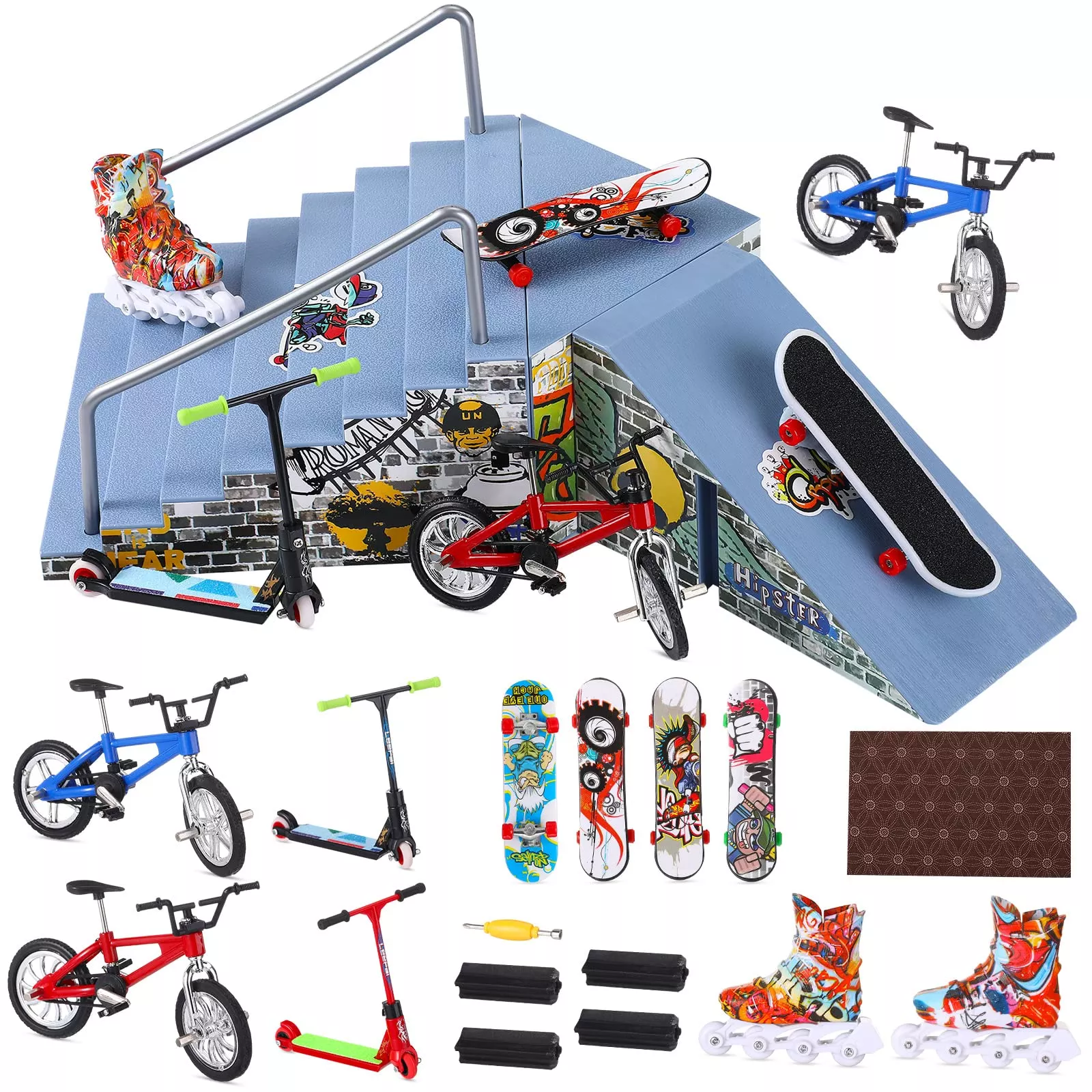 Civaner Fingerboard Skatepark Set 24 Pcs Mini Finger Toy With Finger S