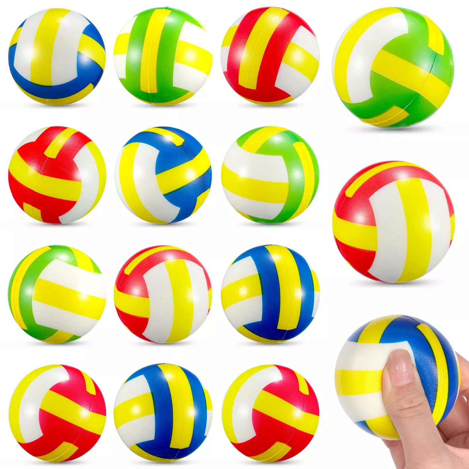 Civaner Mini Volleyball Stress Balls, 30-Pack, 6 cm, Colorful PU