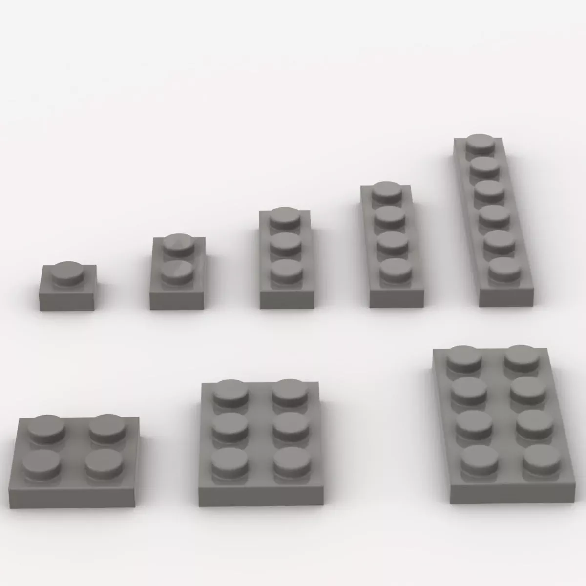 Classic Building Plate Assortment Pack, 100Pcs Dark Gray Bulk Plates W