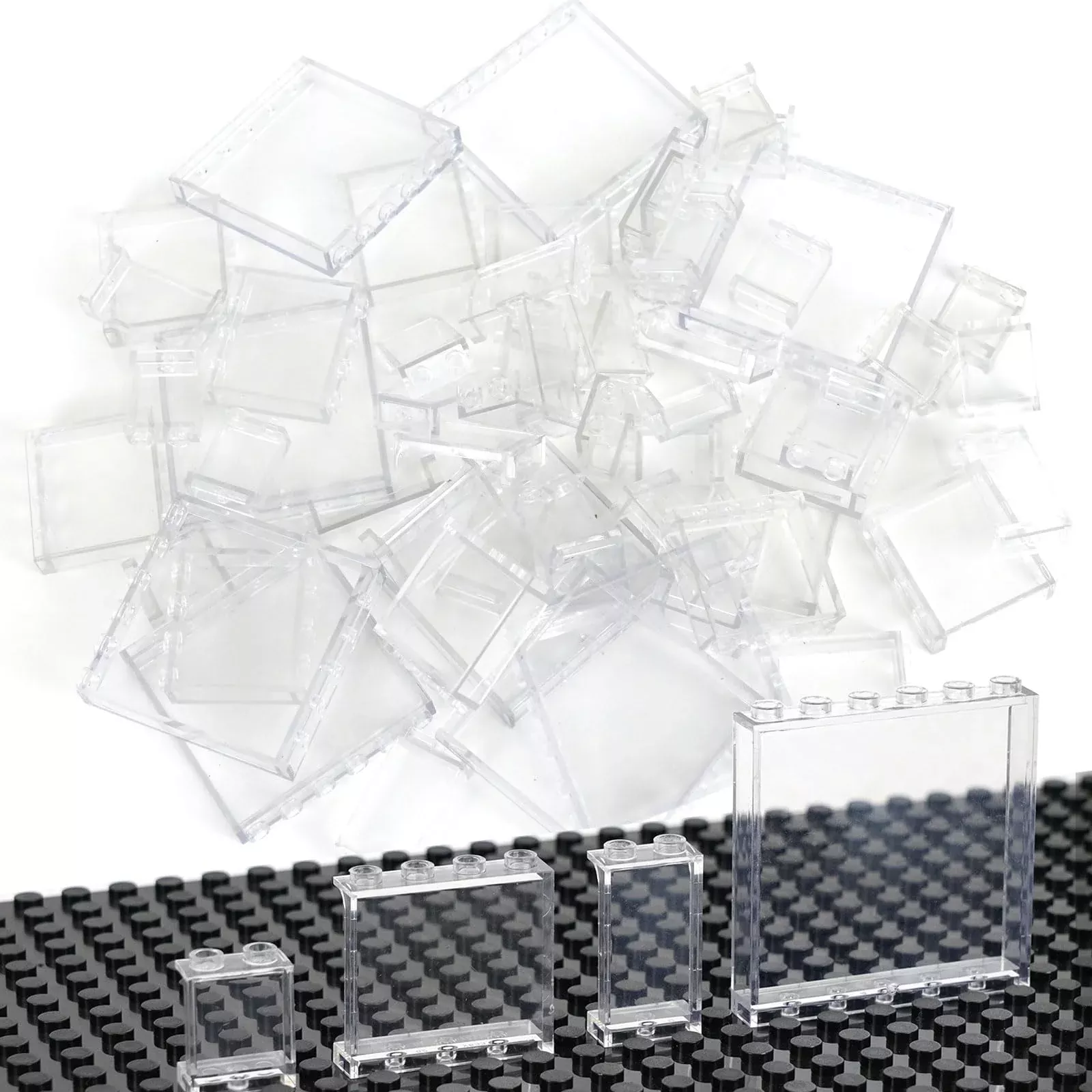 Clear Tranparent Flat Plates Bricks, 60Pcs Classic Pieces And Parts Pa