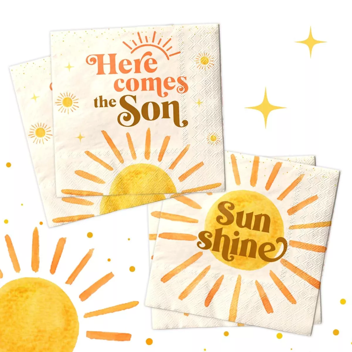 CMUSKO Boho Sunshine Napkins for Boy's 1st Birthday, 40 Pack
