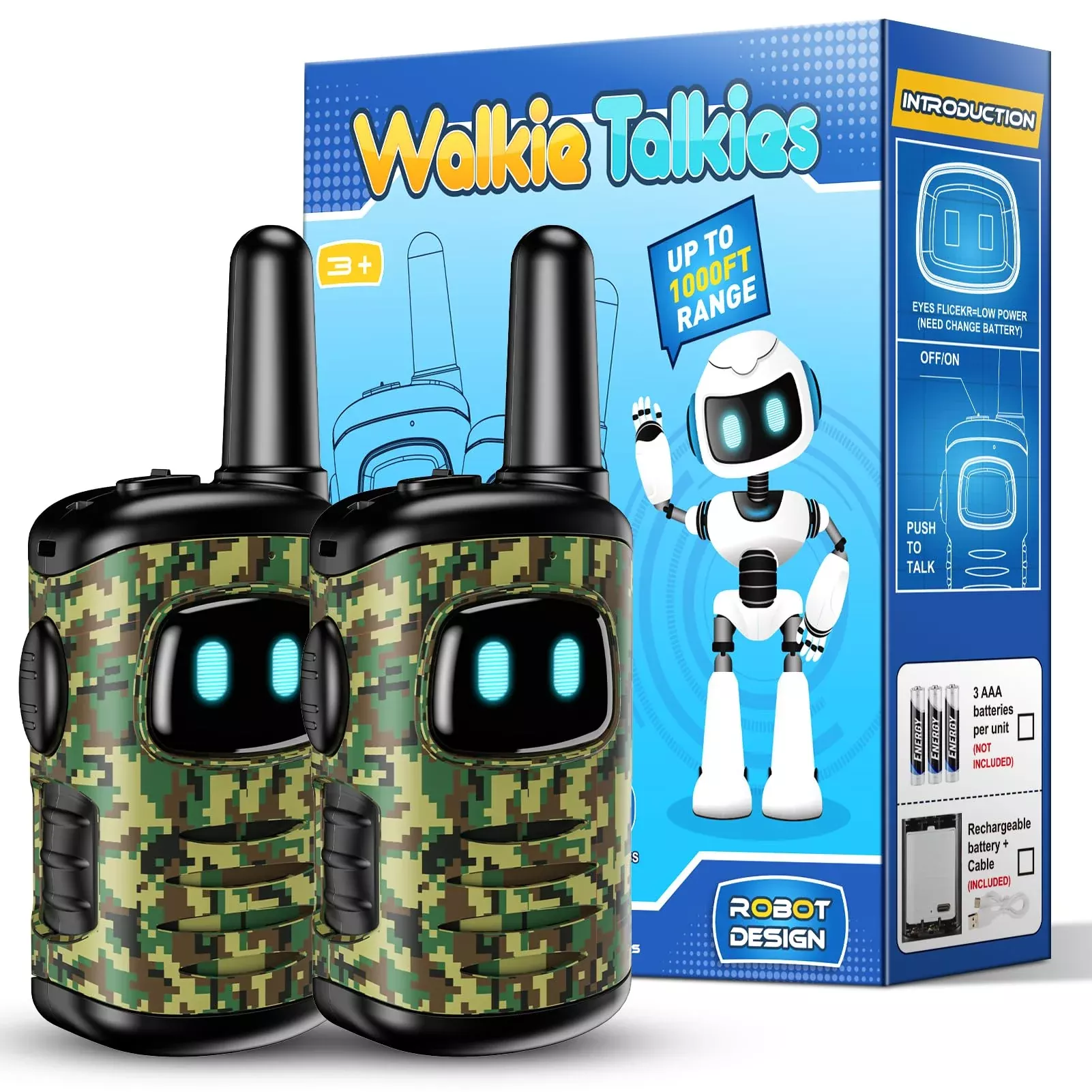 comedyfun Mini Robots Walkie Talkies 2 Pack Green Camo for Kids 3