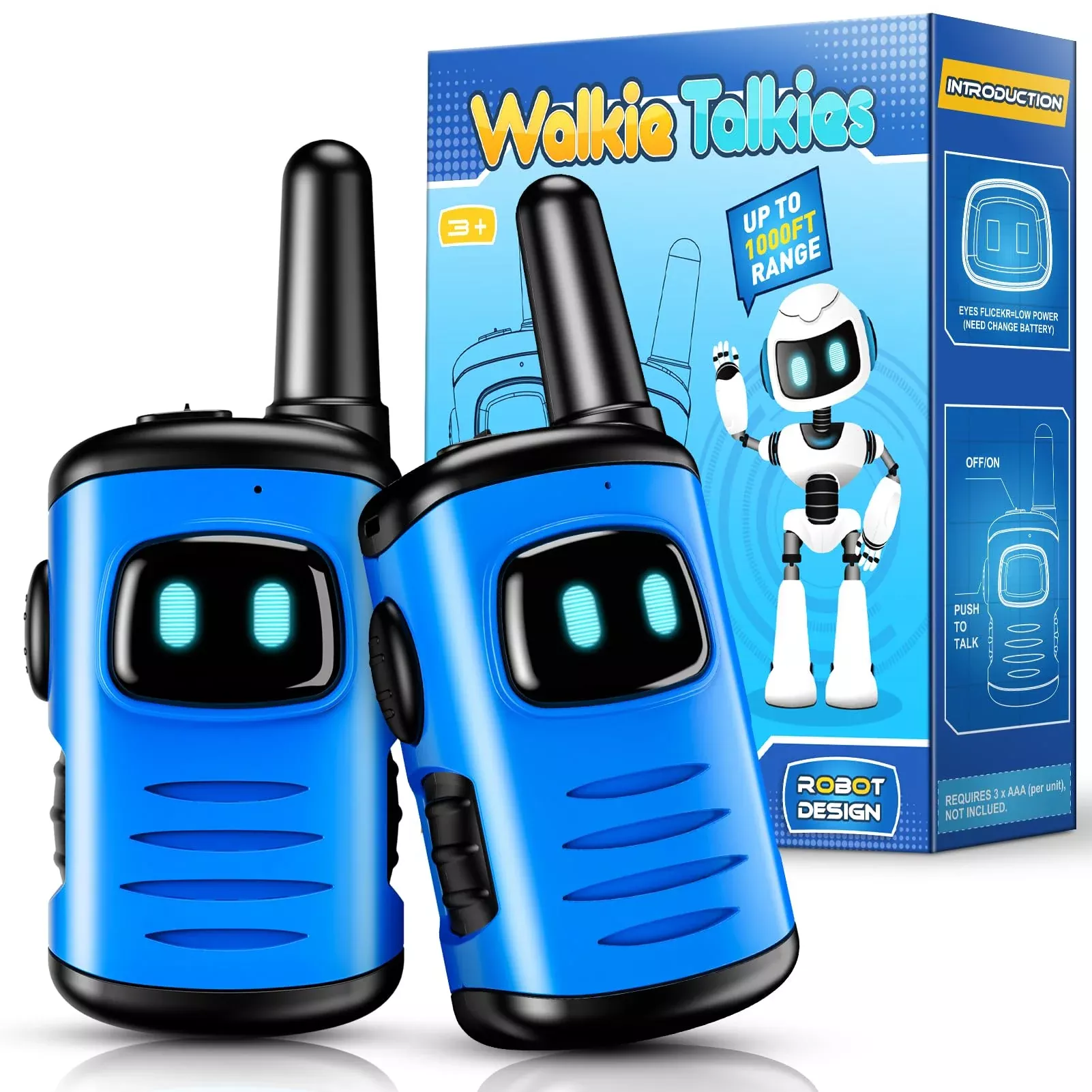 comedyfun Walkie Talkies for Kids 3-6 Blue Mini 2 Pack