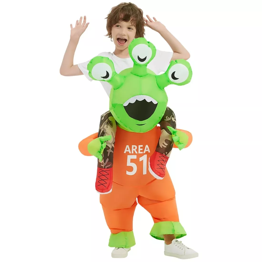COMIN Kids Alien Inflatable Costume 4-6 Yrs Green Waterproof