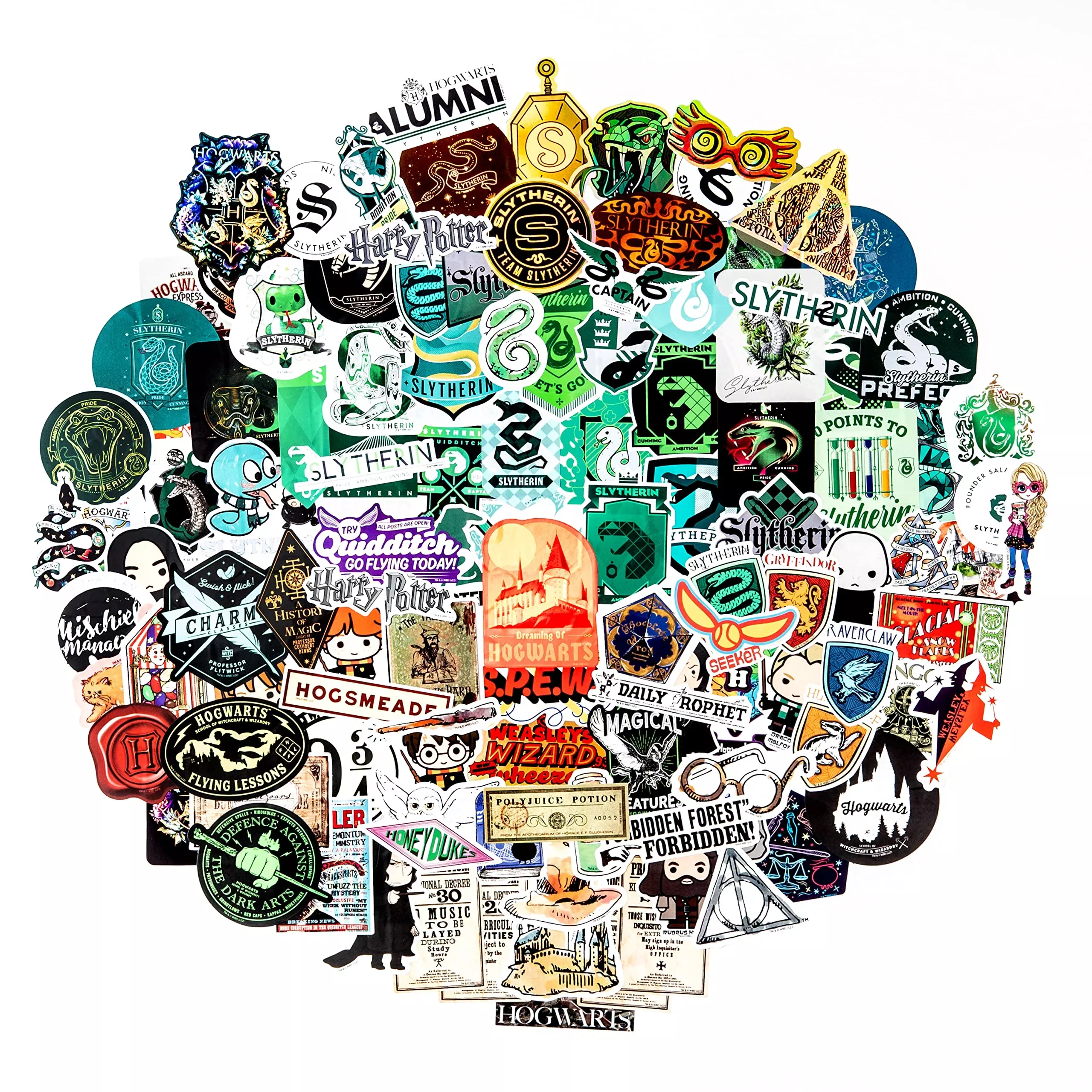 CON*QUEST Harry Potter Slytherin Stickers - High Quality Vinyl, Multicolor