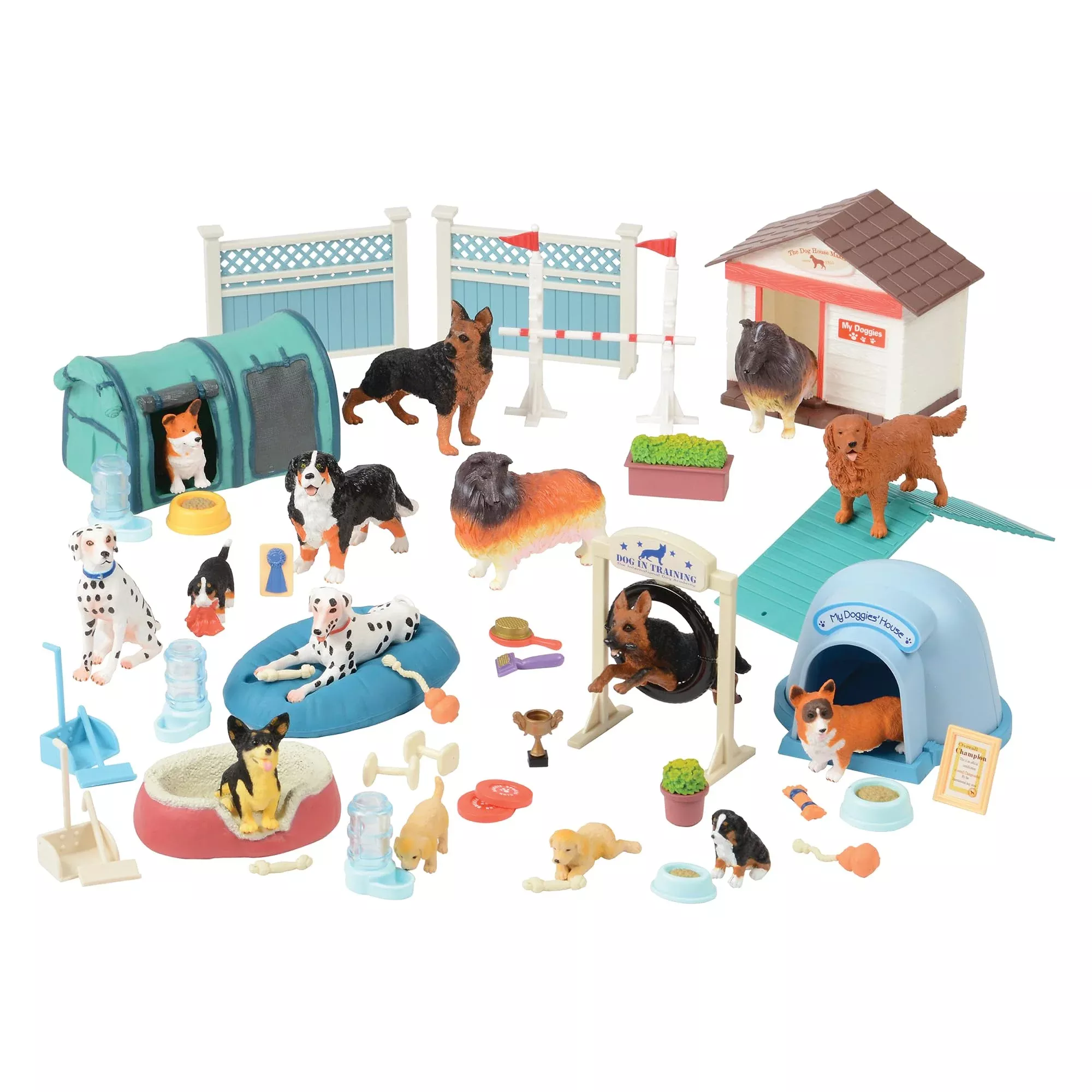 Constructive Playthings CP Toys Dog Figurines Set, 51-Piece Realistic