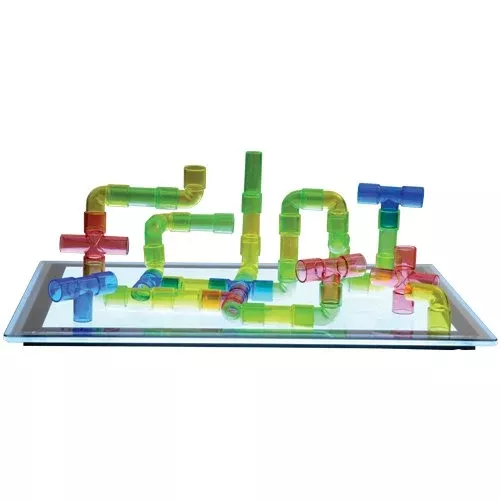 Constructive Playthings Plastic Pipe Play Set, 80 Pieces, 3D Building