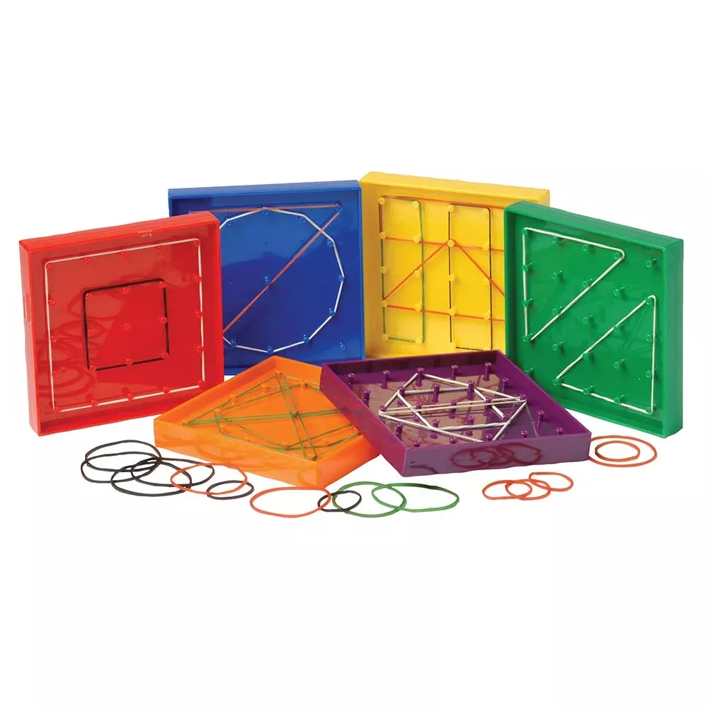 Constructive Playthings Set Of Six 5' Sq. Geoboards Each With A Packag