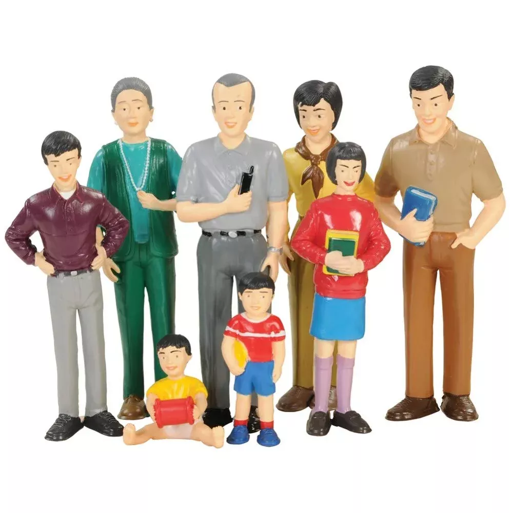 Constructive Playthings Toy Figure Set, 8-Piece Family, Off-white, 5