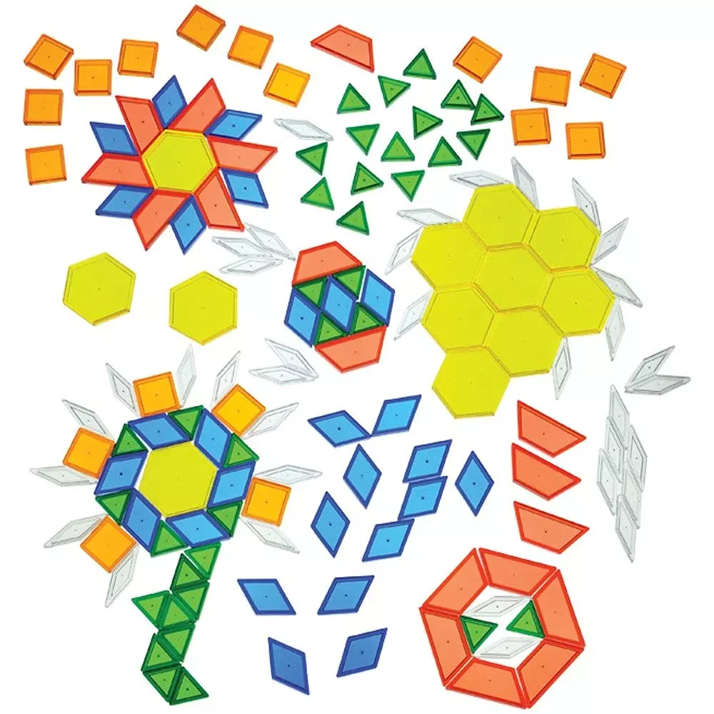 Constructive Playthings Translucent Pattern Blocks Set of 147, STEM To