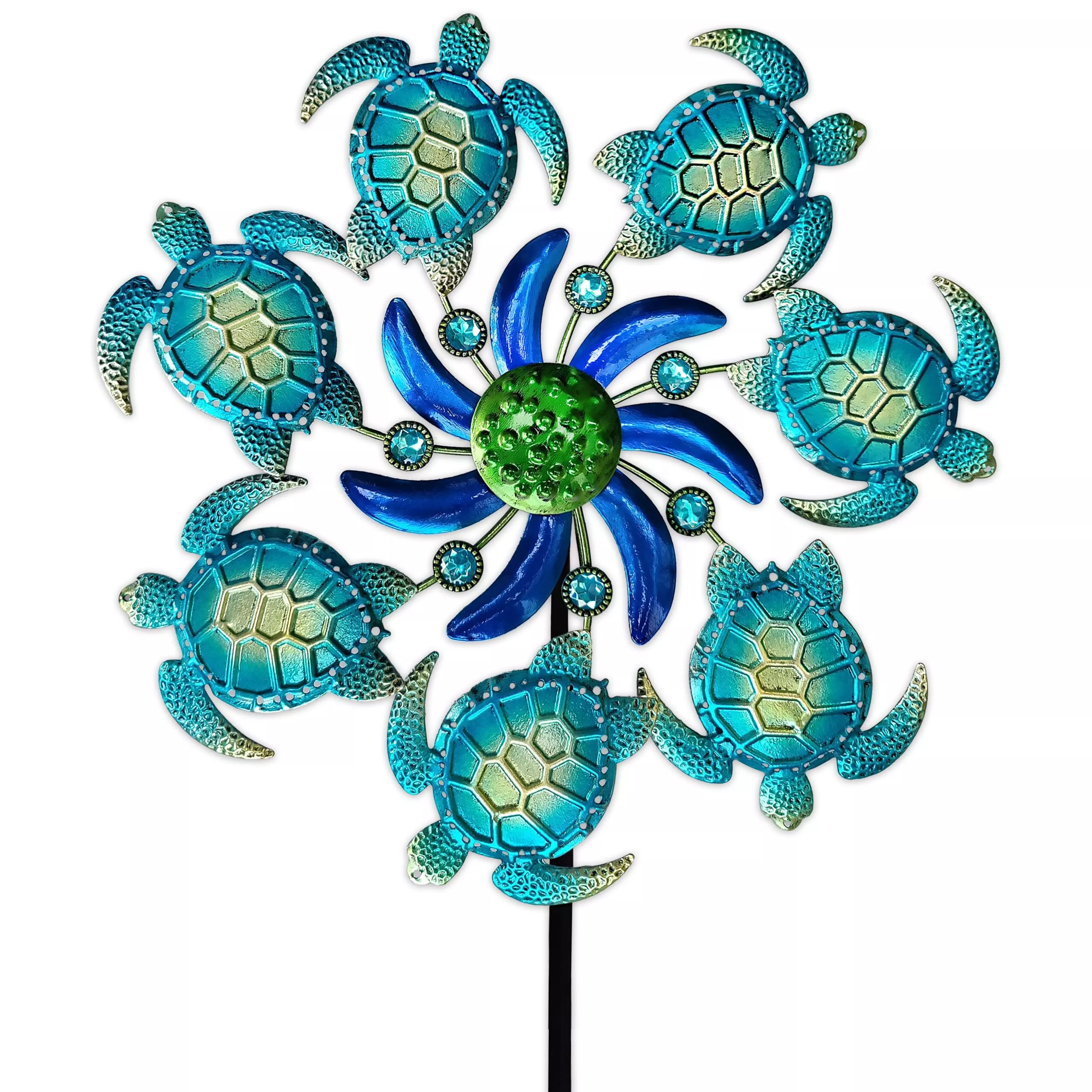 COOZZYHOUR Wind Spinner Stake - Sea Turtle, 39" Green Garden Decor