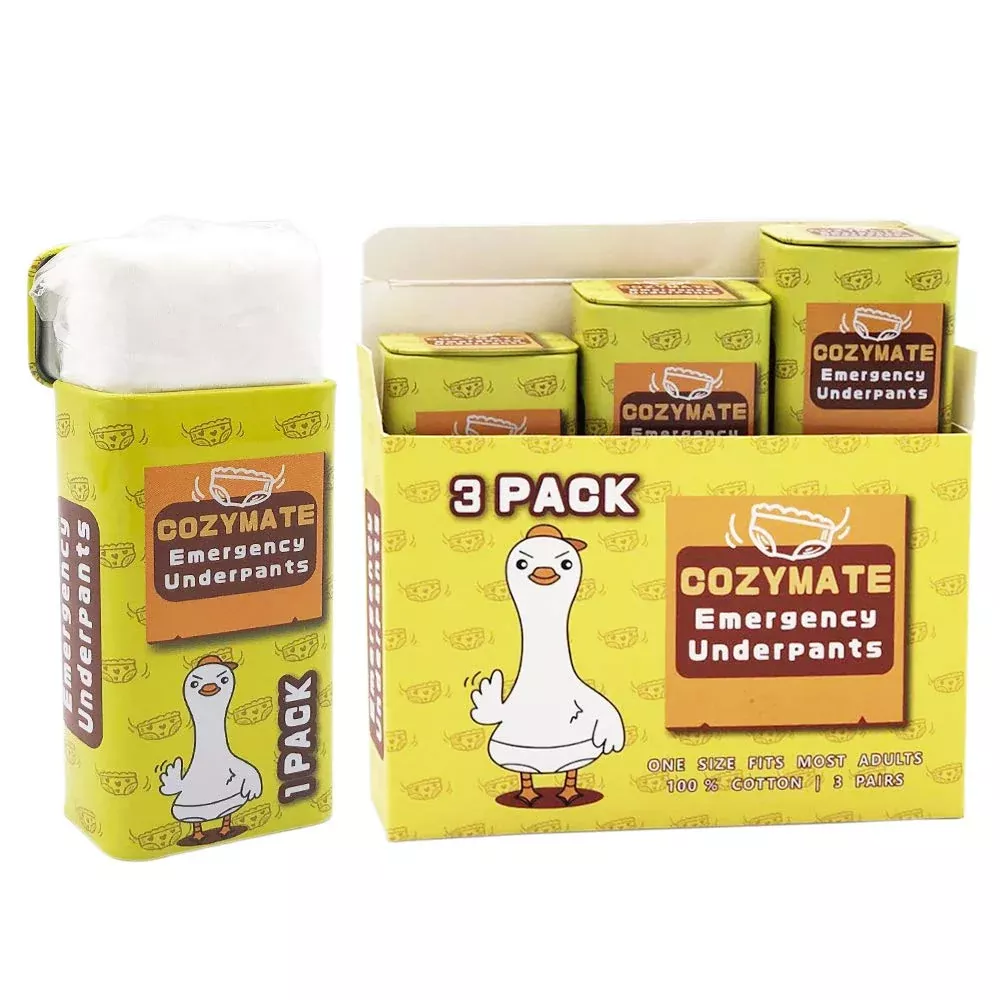 COZYMATE Emergency Underpants in a Can, Large, White, 3 Pairs