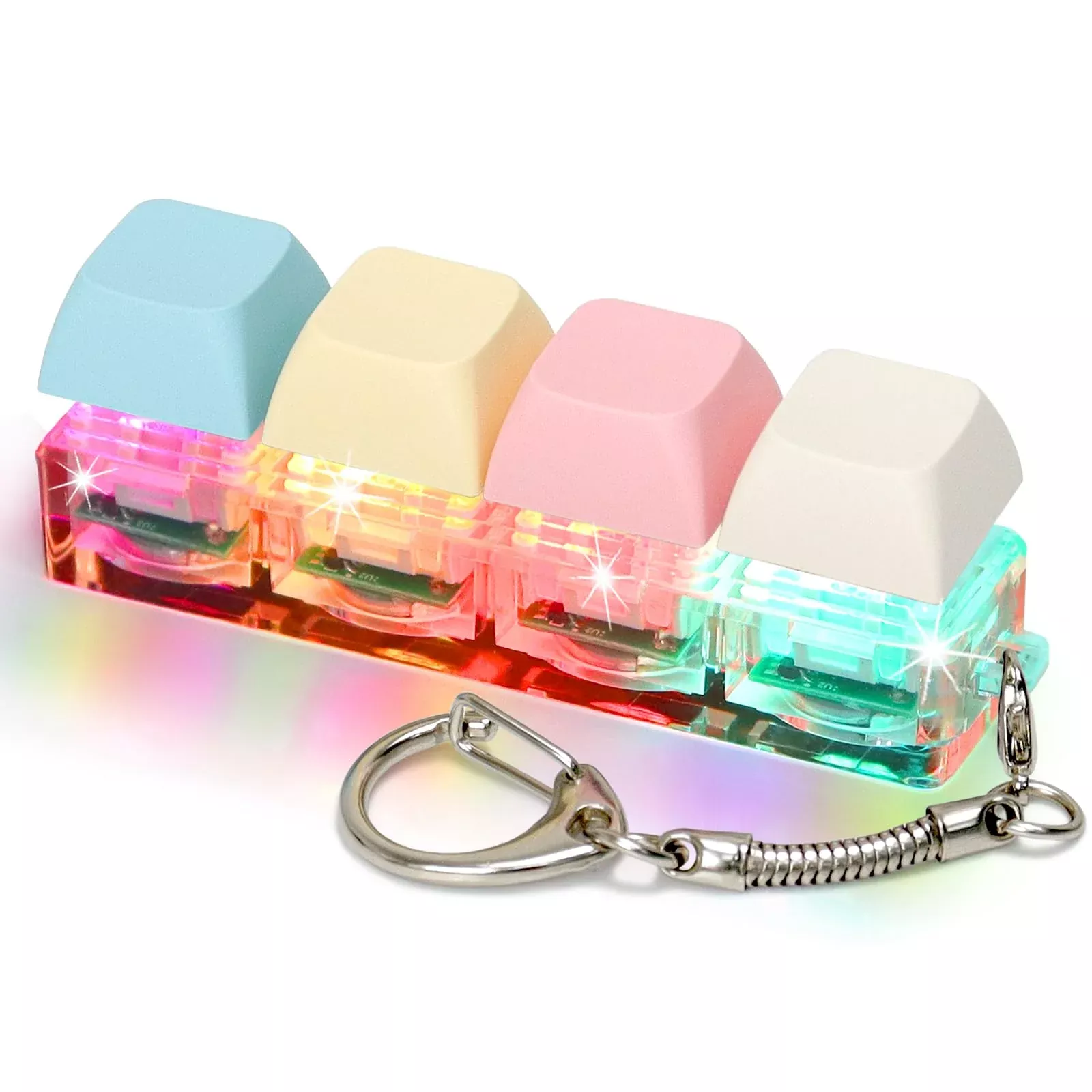 COZYMATE Keyboard Fidget Toy Keychain, 4 Pieces, Color Changing