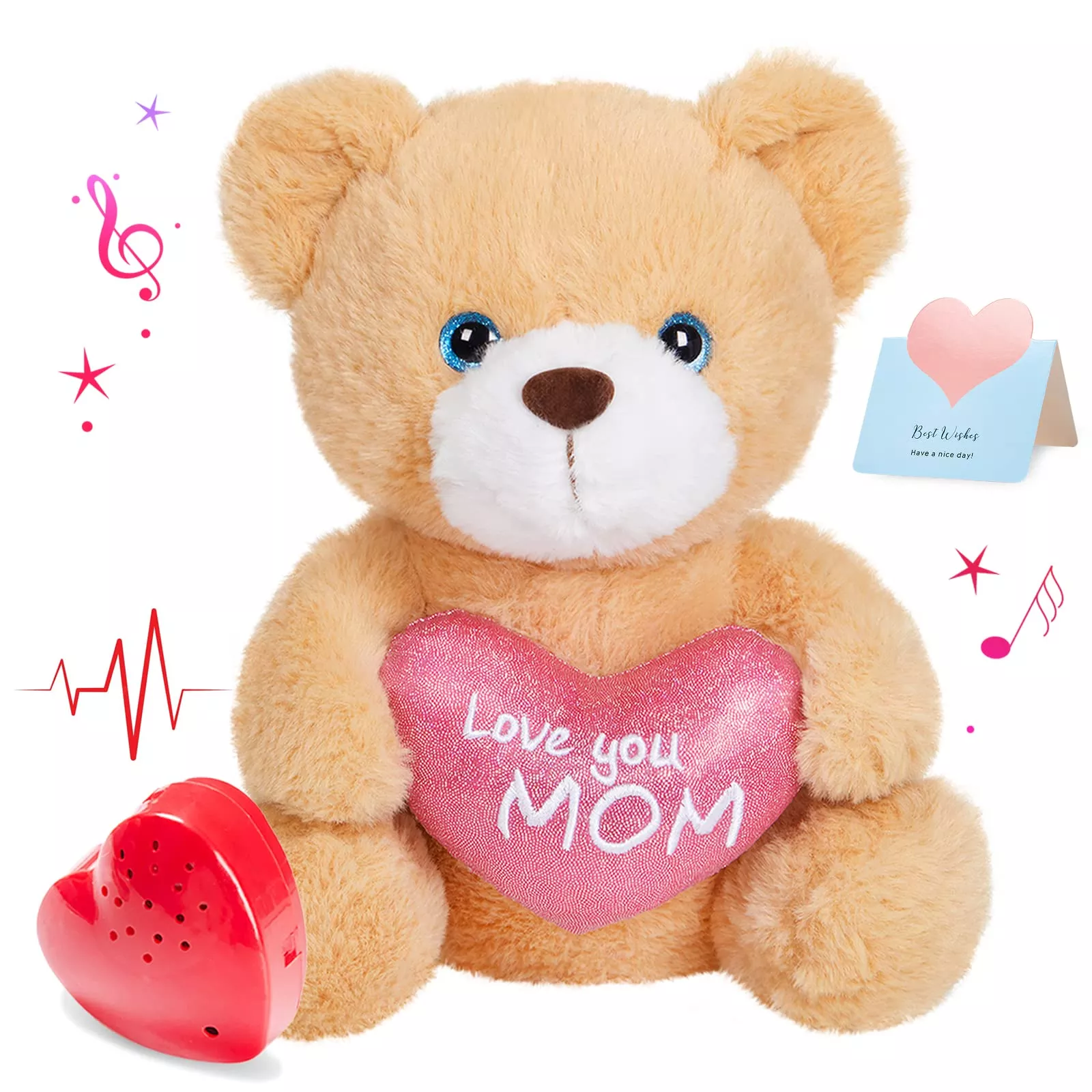CozyWorld Love Bear Voice Recorder Teddy Bear 10 Inches