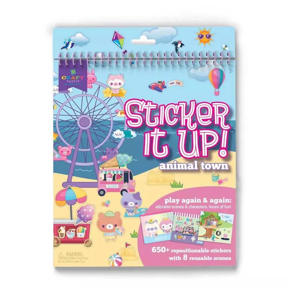 Craft-tastic Sticker Book with 8 Scenes & Repositionable Stickers, Multi