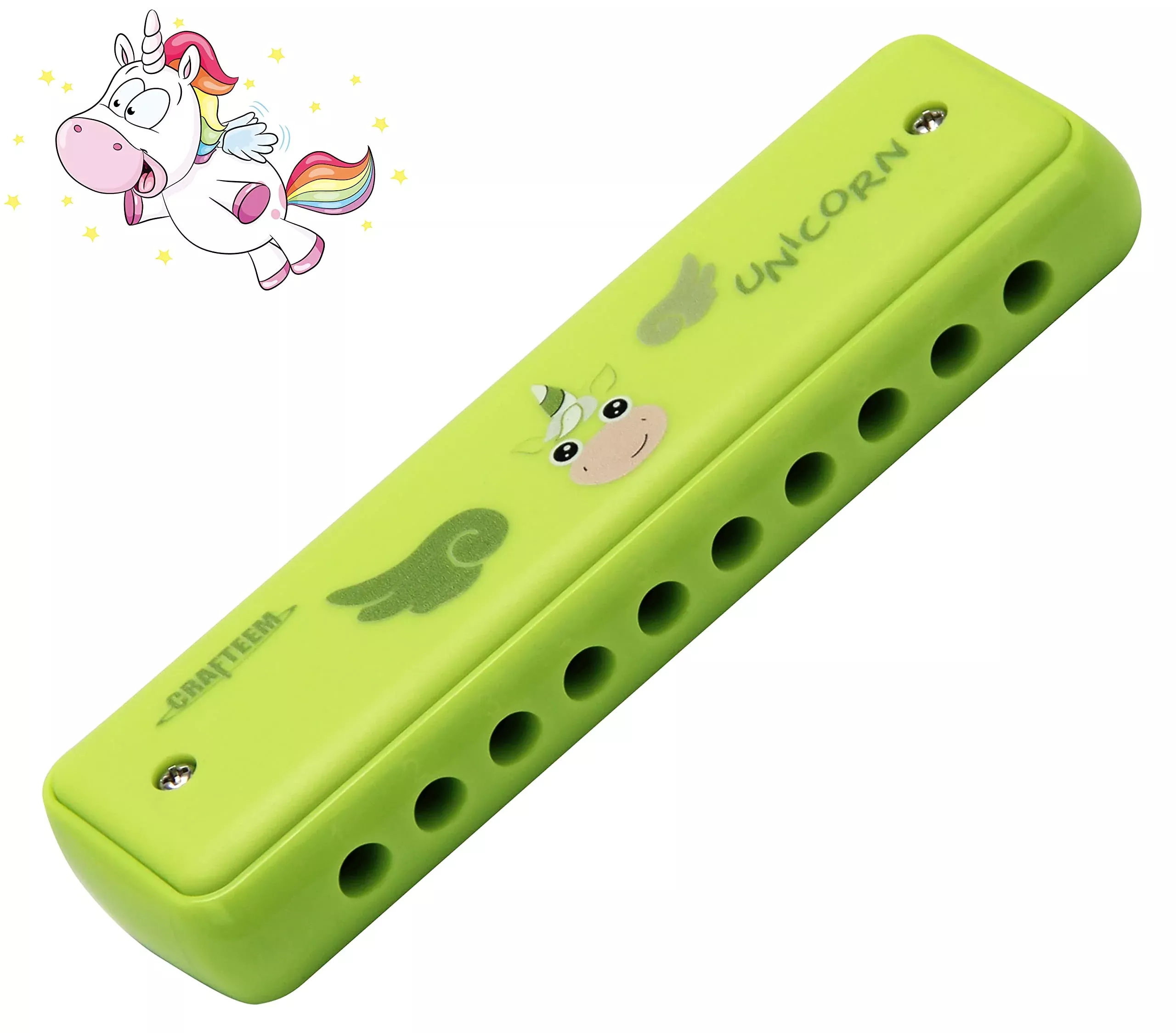 CRAFTEEM Harmonica for Kids, Green, 5.7 x 1.