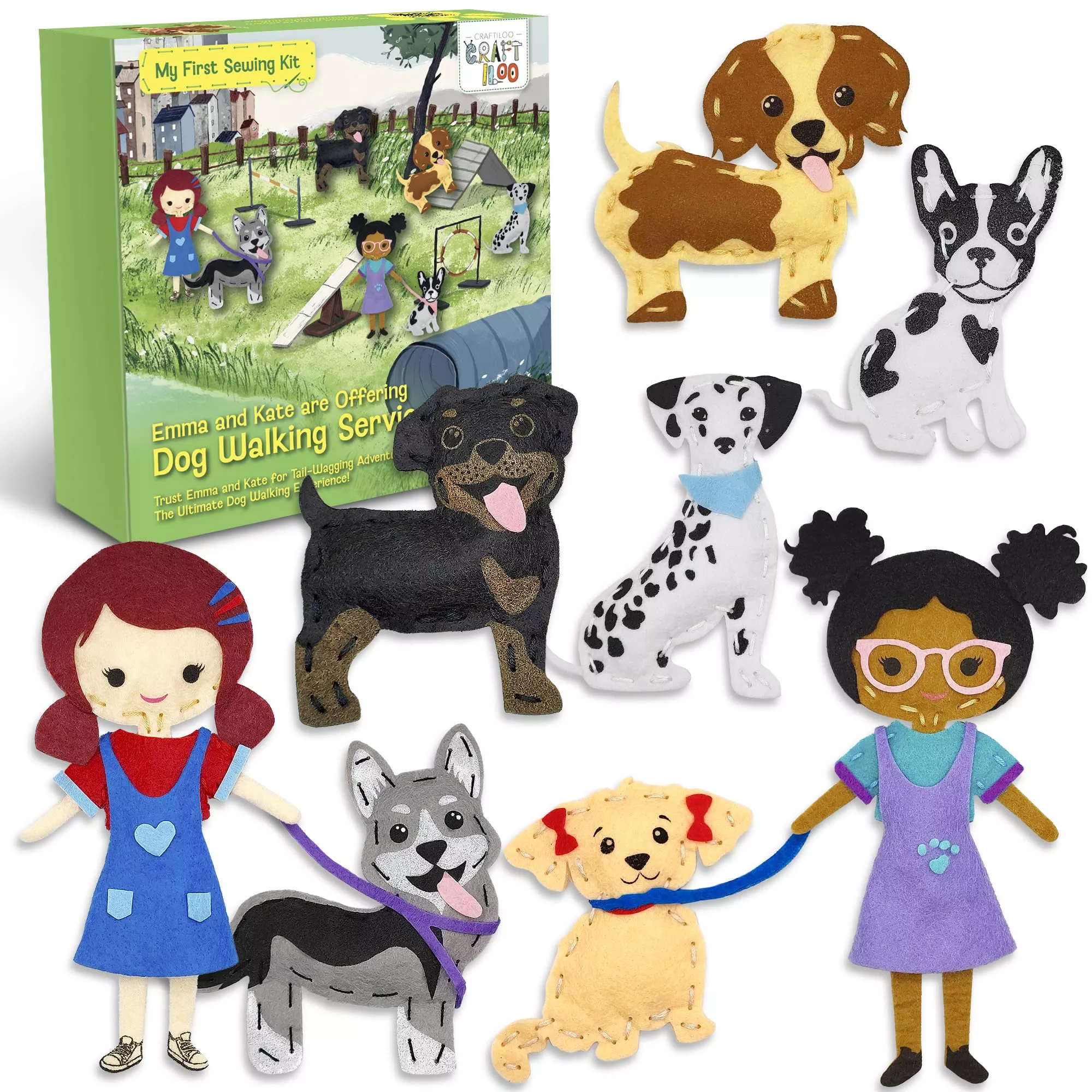 CRAFTILOO Dog Craft Kit for Kids 8-12, Small, Plush Sewing Project