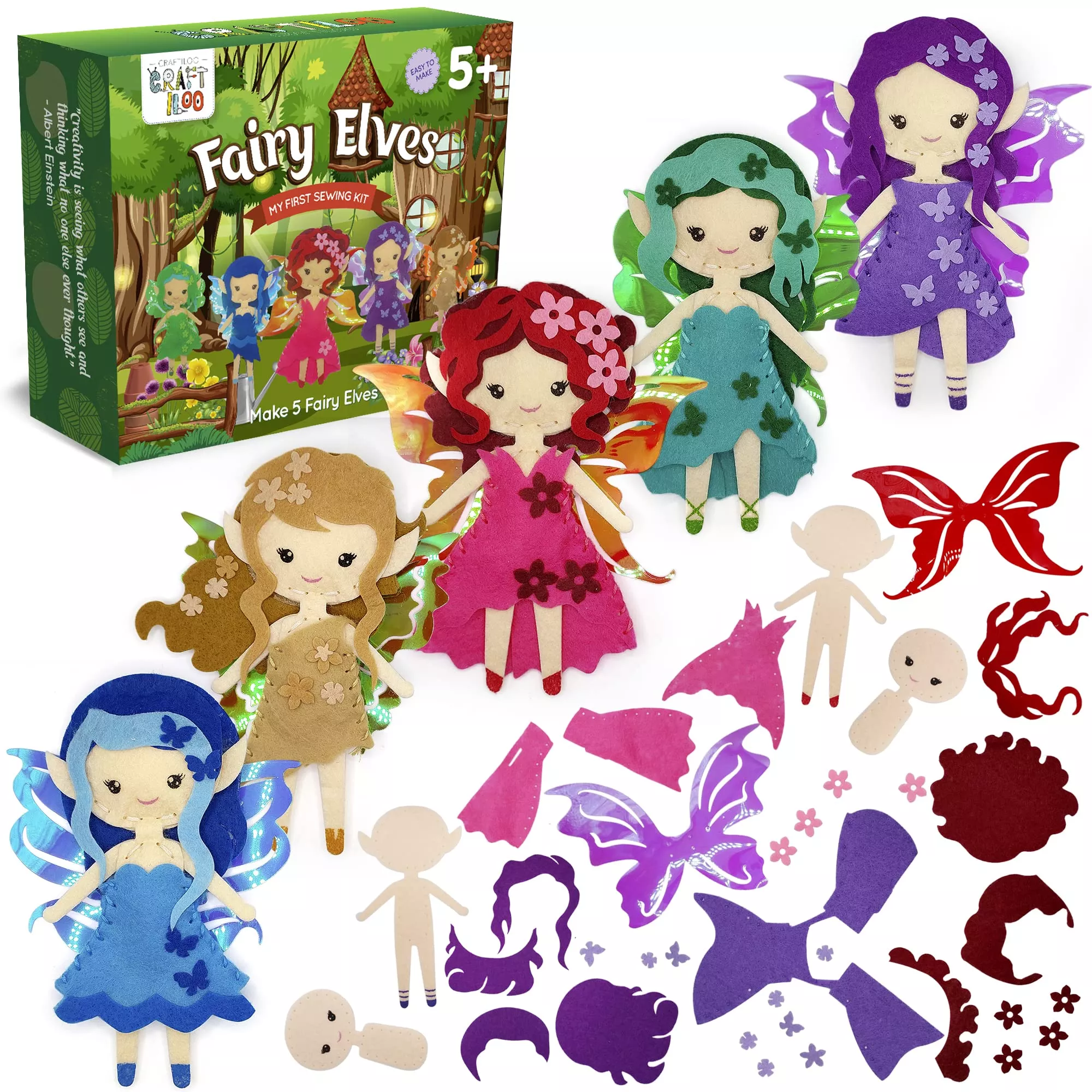Craftiloo Fairy Elves Sewing Kit For Kids, Fun And Educational Fairyta