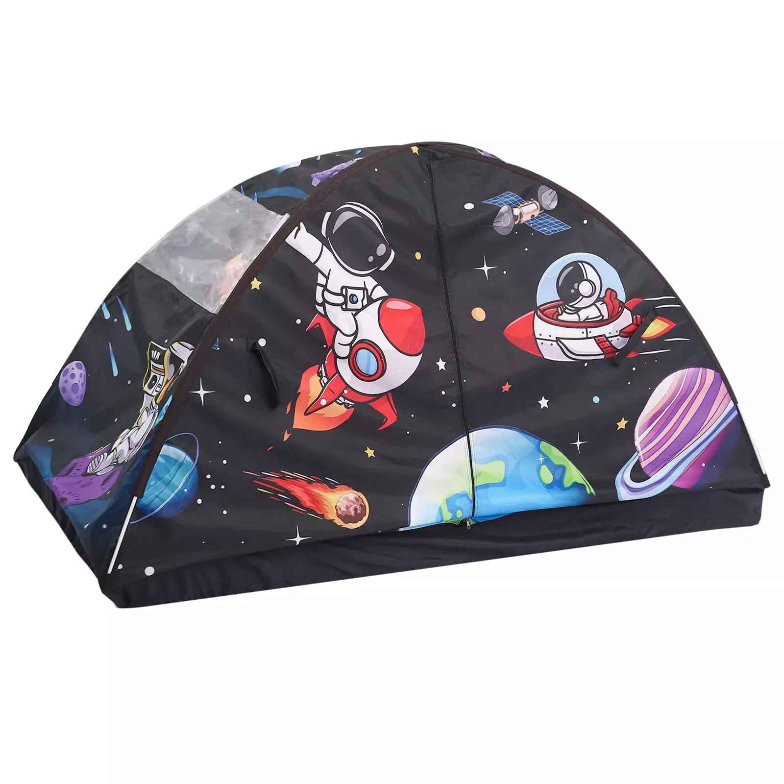 CRAWLBO Kid Bed Tent for Twin Beds, Black Space, One Size