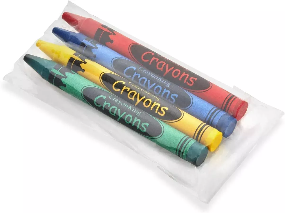 CrayonKing Mini Crayon Packs for Parties, Assorted Colors, 4 Count