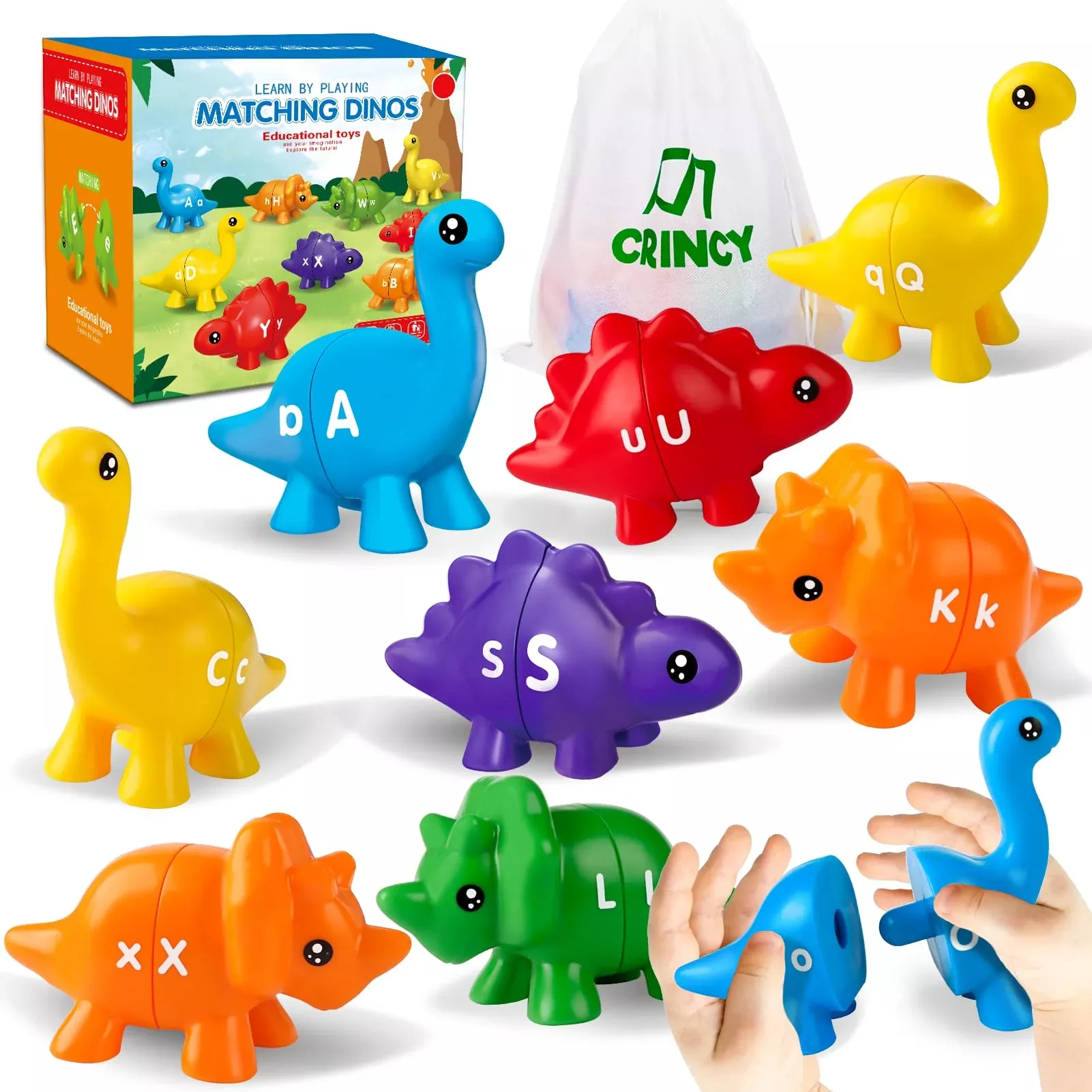 Crincy Abc Alphabet Dinosaurs Matching Learning Toy For Kids 3-5, 26Pc