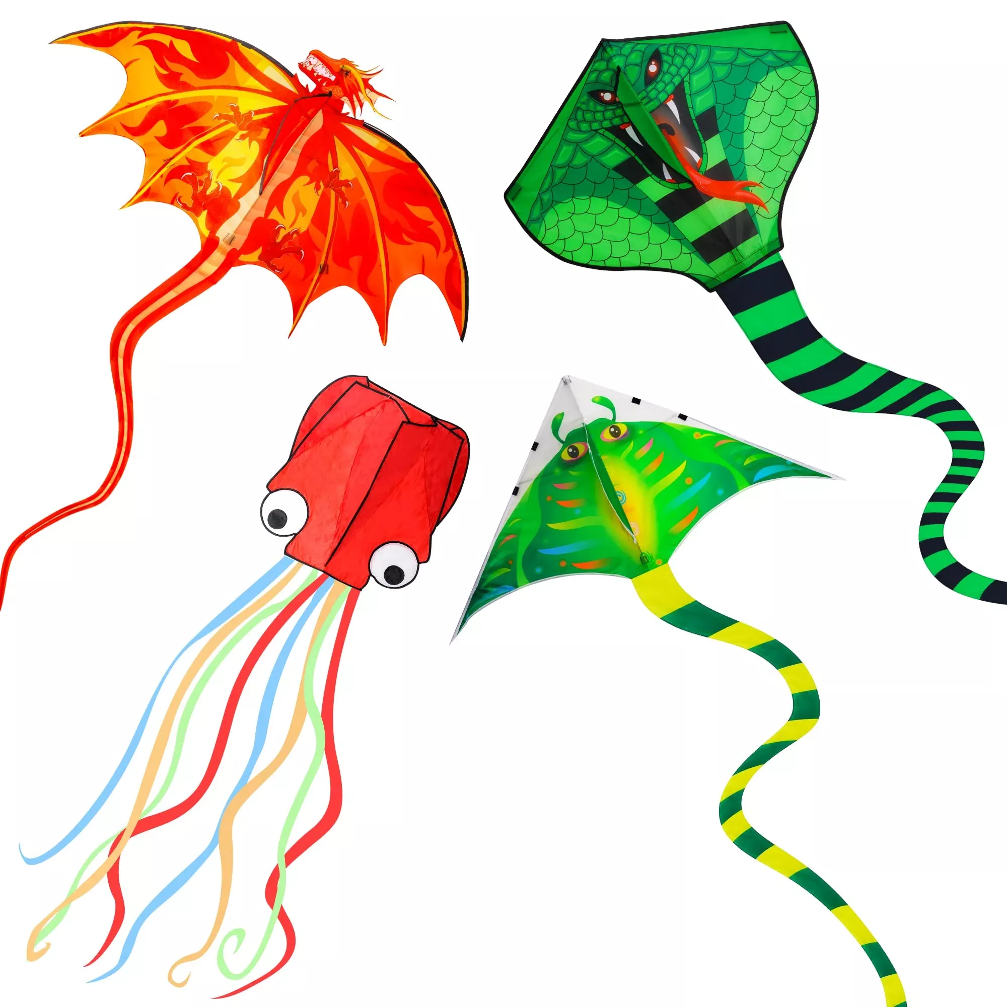 Crogift Large Kites Set for Kids and Adults - 4 Colorful Designs