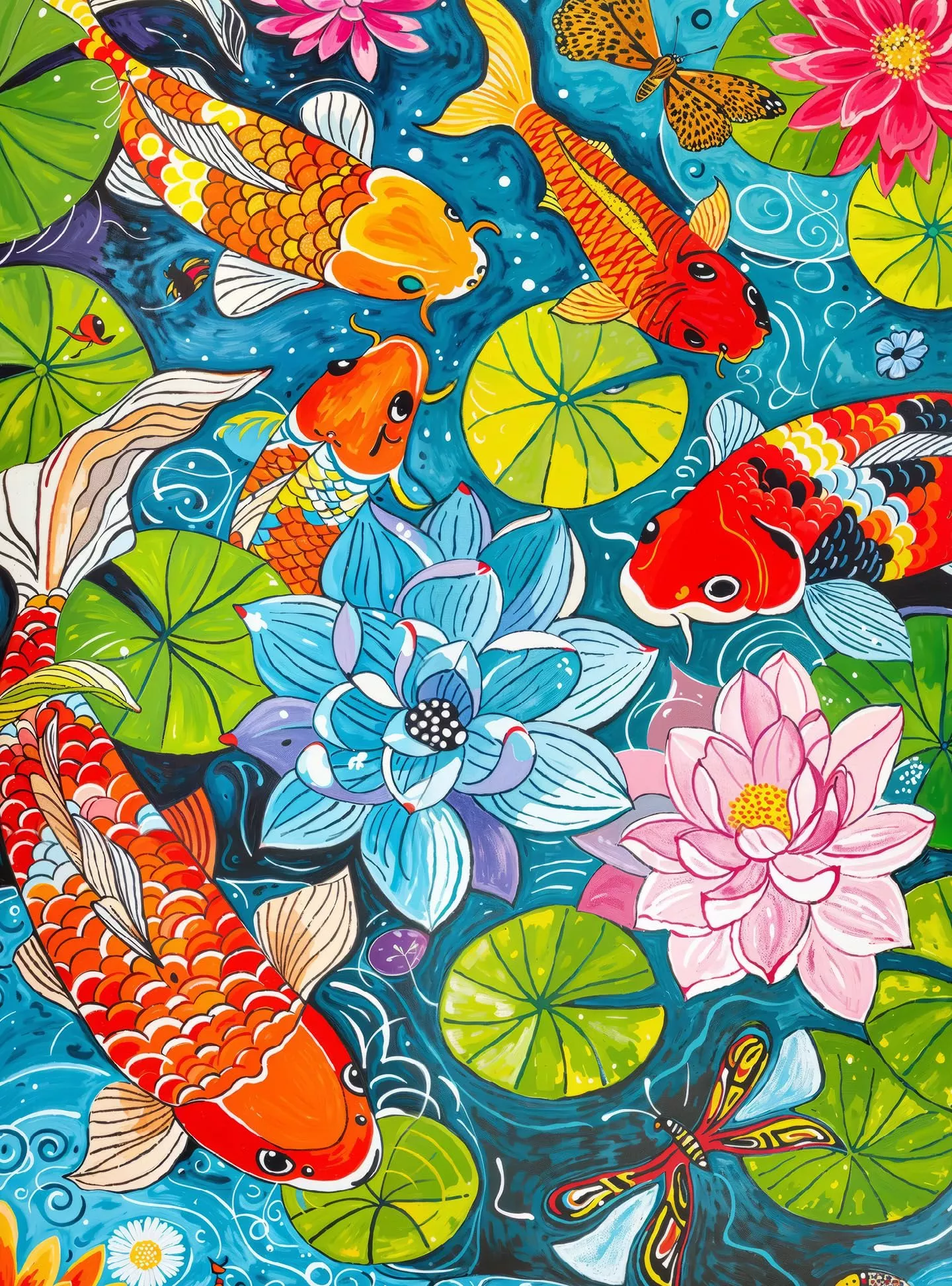 Cross & Glory 1000 Piece Jigsaw Puzzle - Dragonfly Dreams Koi & Lilies