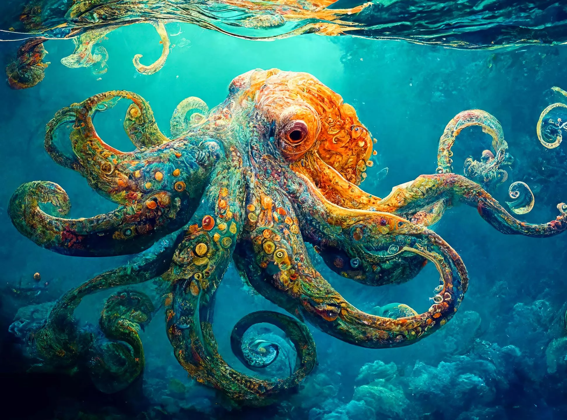Cross & Glory Octopus Puzzle 1000 Pieces Deep Blue Large Art Puzzle