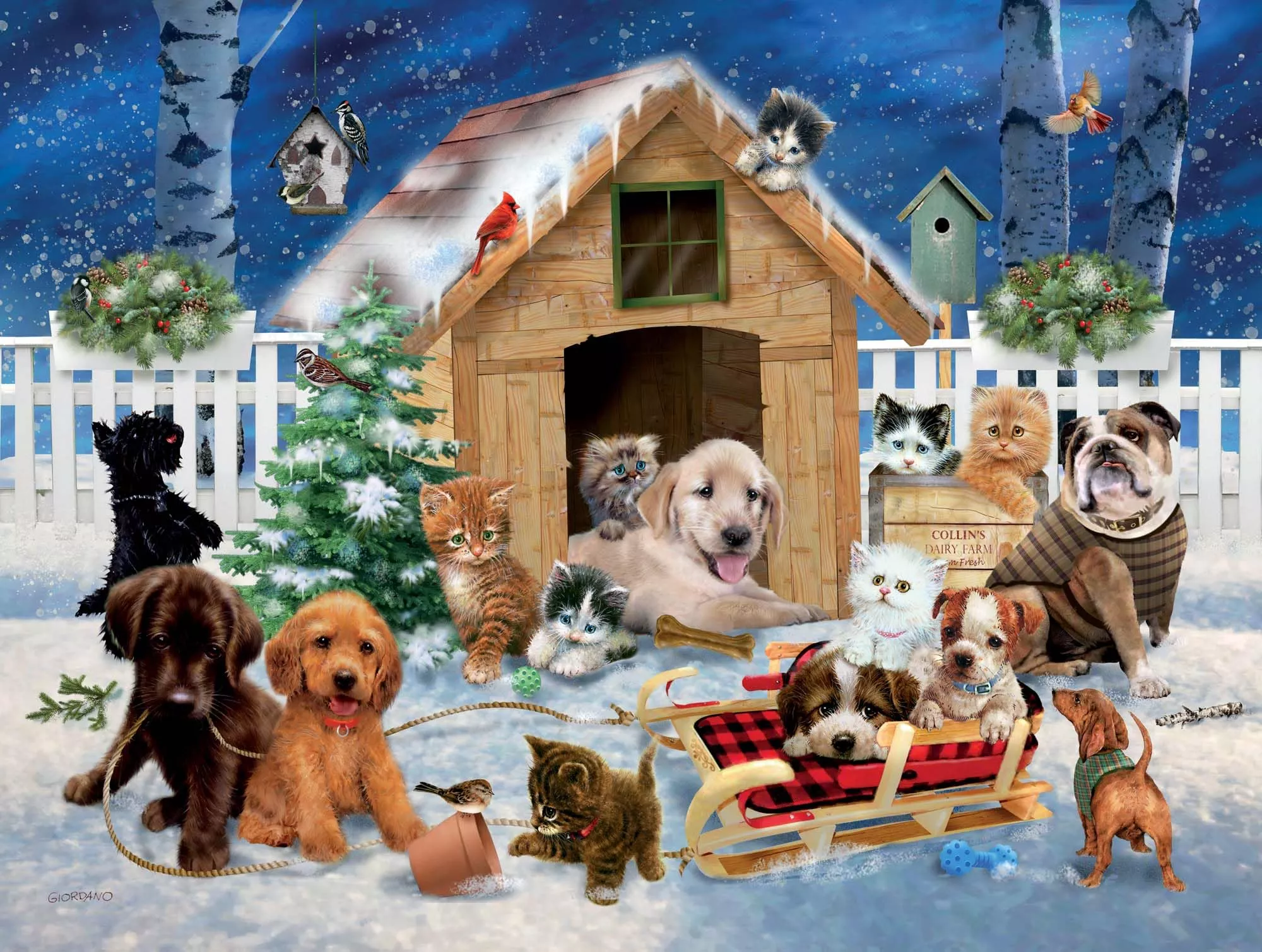 Crown Point Graphics 500-Piece Puzzle Winter Pets 18x24 inches