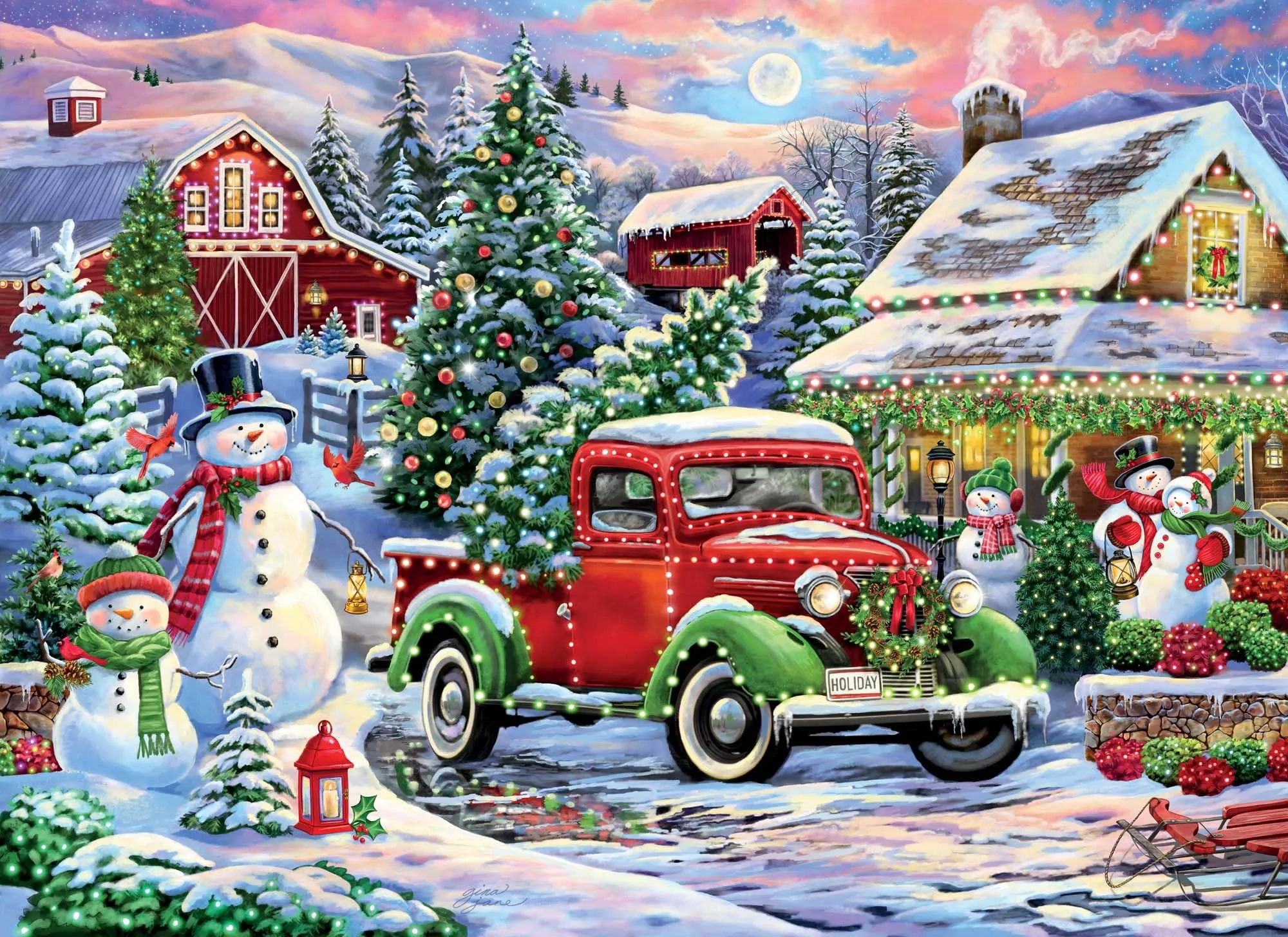 Crown Point Graphics Christmas at the Farm 1000-Piece Puzzle
