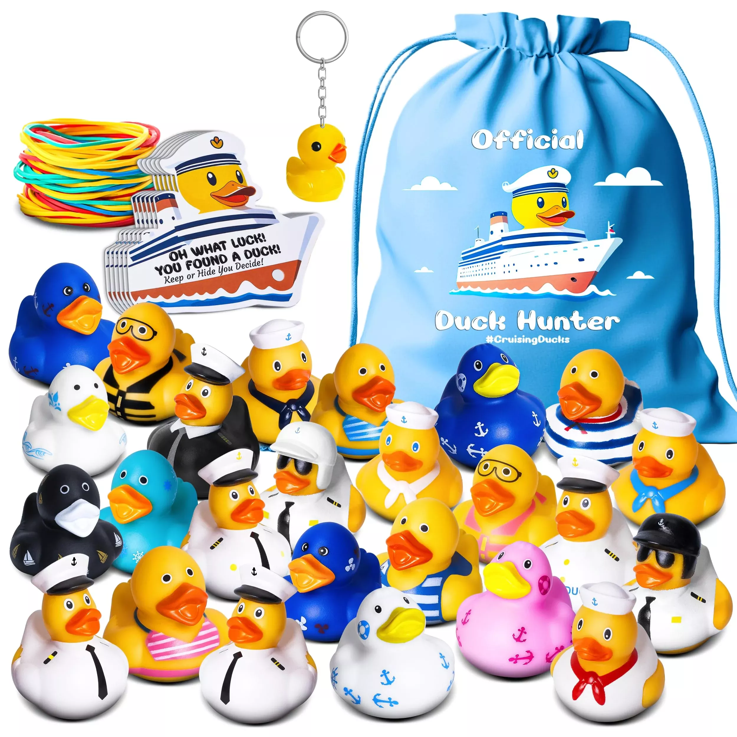 Cruise Ducks For Hiding With Tags - 76 Piece Kit Including Rubber Duck