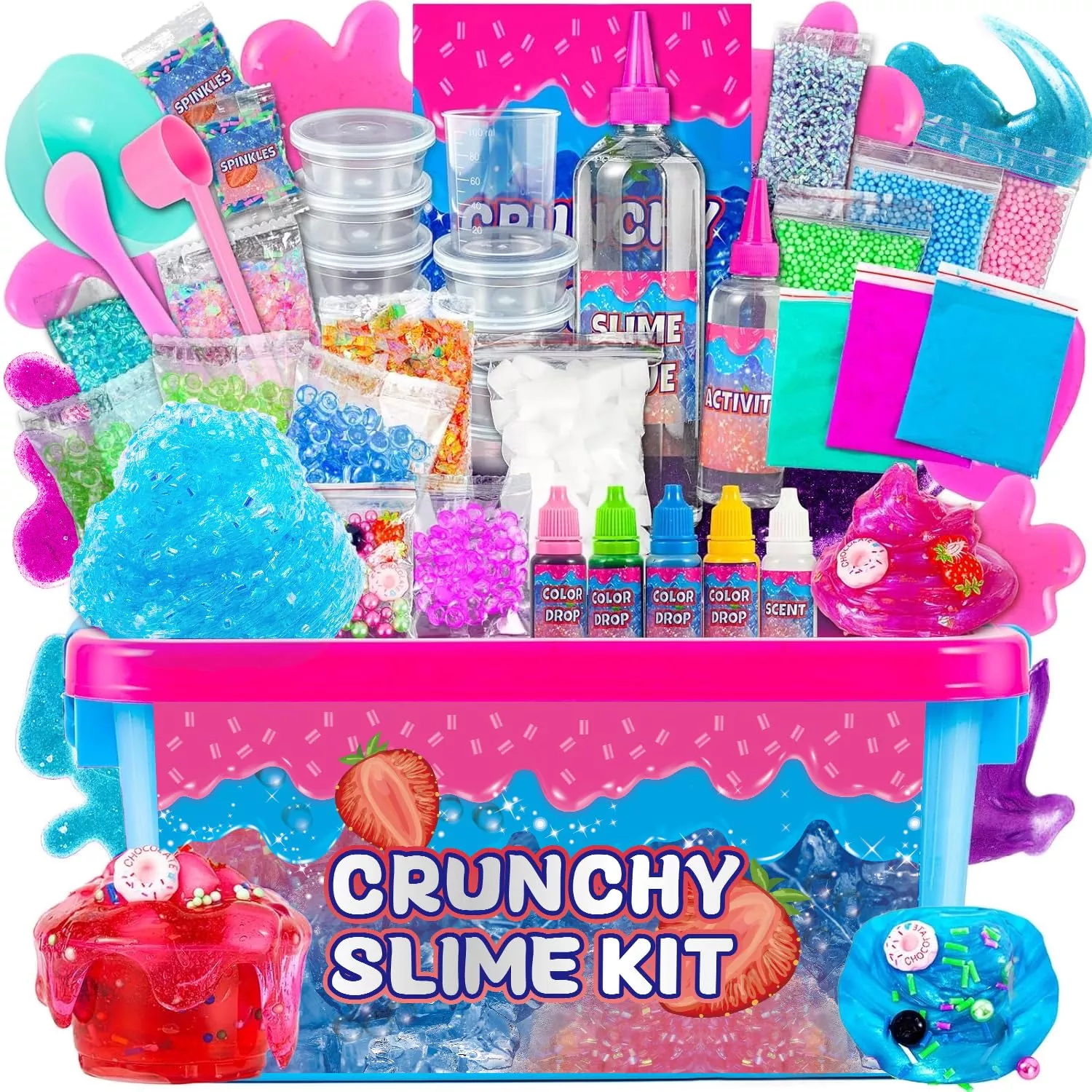 Crunchy Slime Kit,Sparkling Slime Making Kit,Foam, Jelly Cube Slime Fo