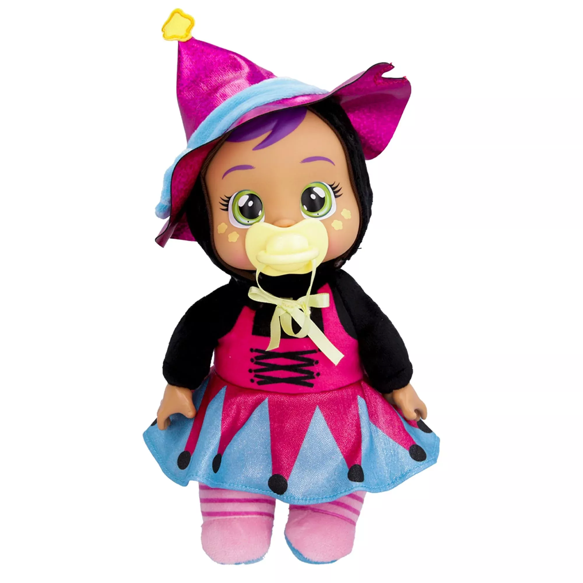 Cry Babies Tiny Cuddles Agatha Doll - 9" Pink & Purple Witch Pajamas,