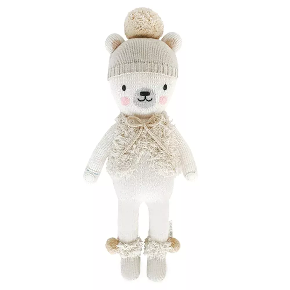 cuddle + kind Stella The Polar Bear 20" Hand-Knit Doll, Ivory, 100% Co