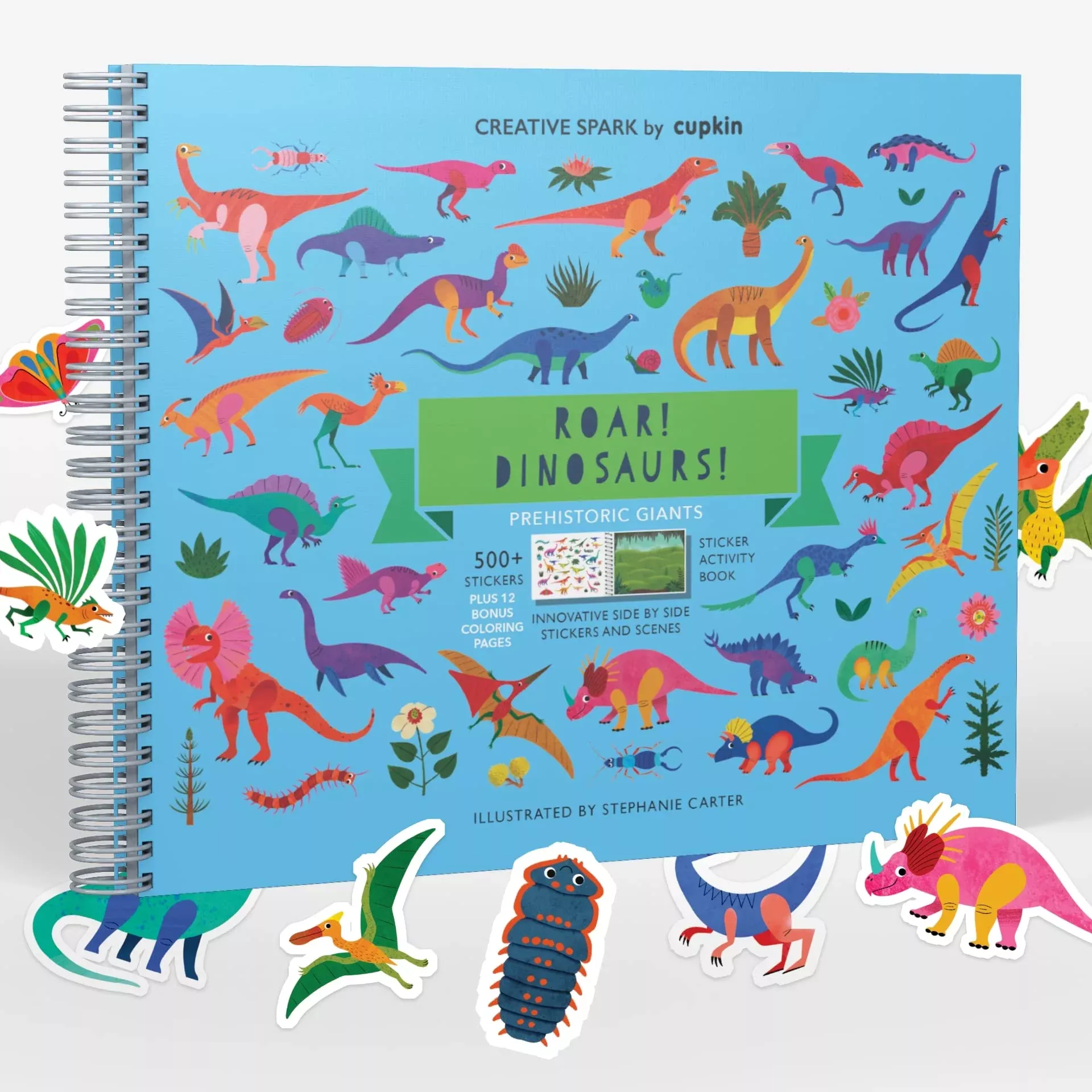 CUPKIN Dinosaurs Sticker Book for Kids 3-5, 500+ Stickers