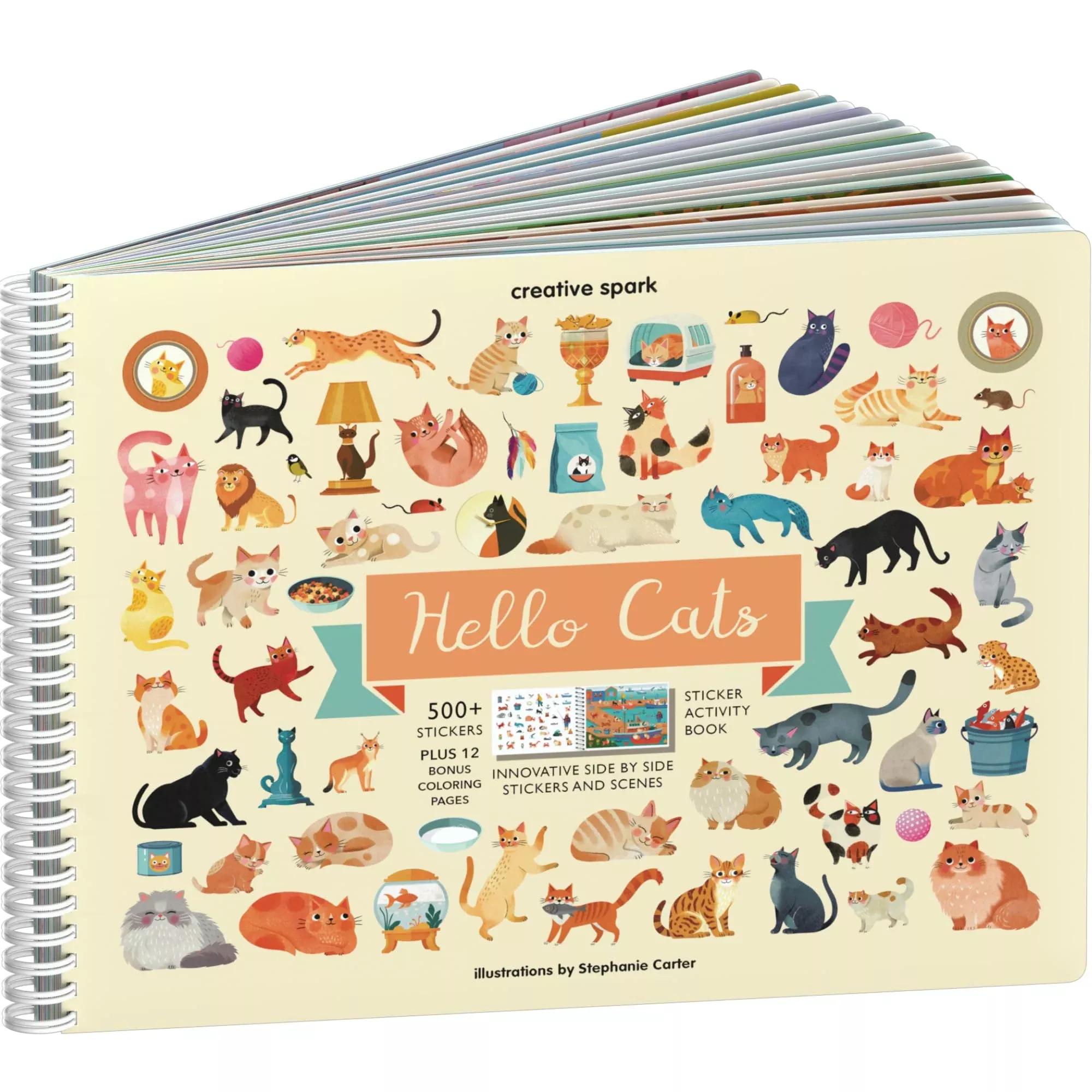CUPKIN Hello Cats Sticker Book for Kids, Small, 500+ Stickers