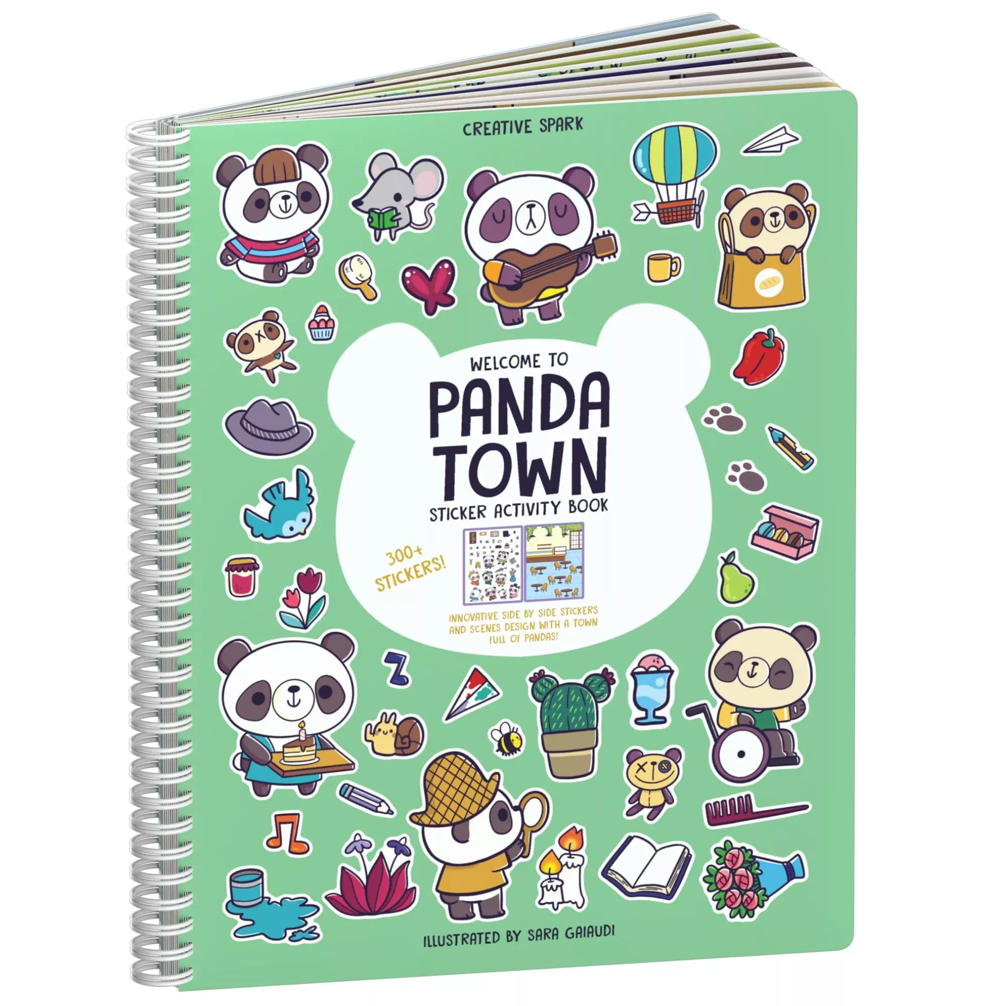 CUPKIN Panda Town Sticker Book for Kids, Small, 300+ Stickers