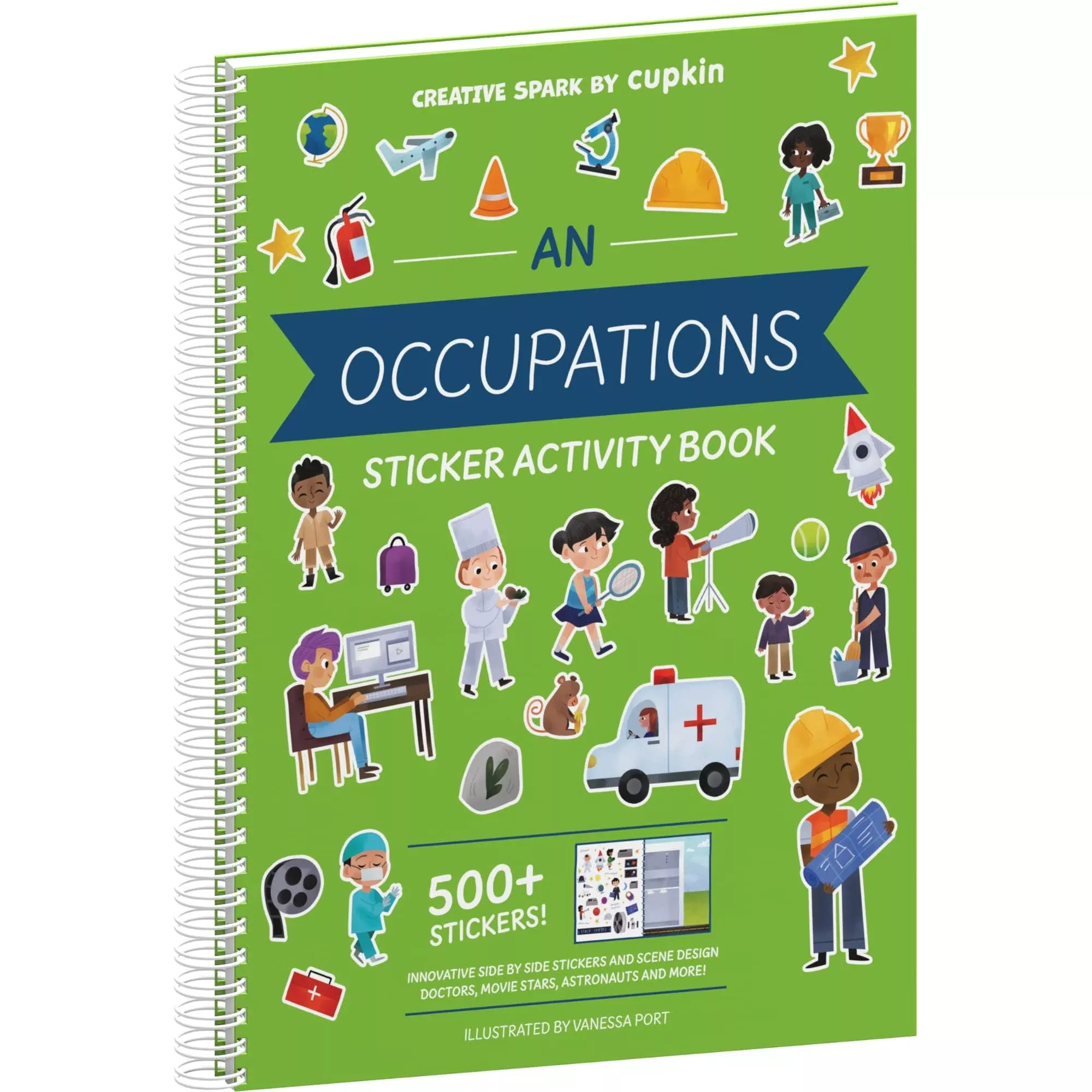 CUPKIN Sticker Book for Kids 2-8, Spiral Binding, Occupations & Jobs