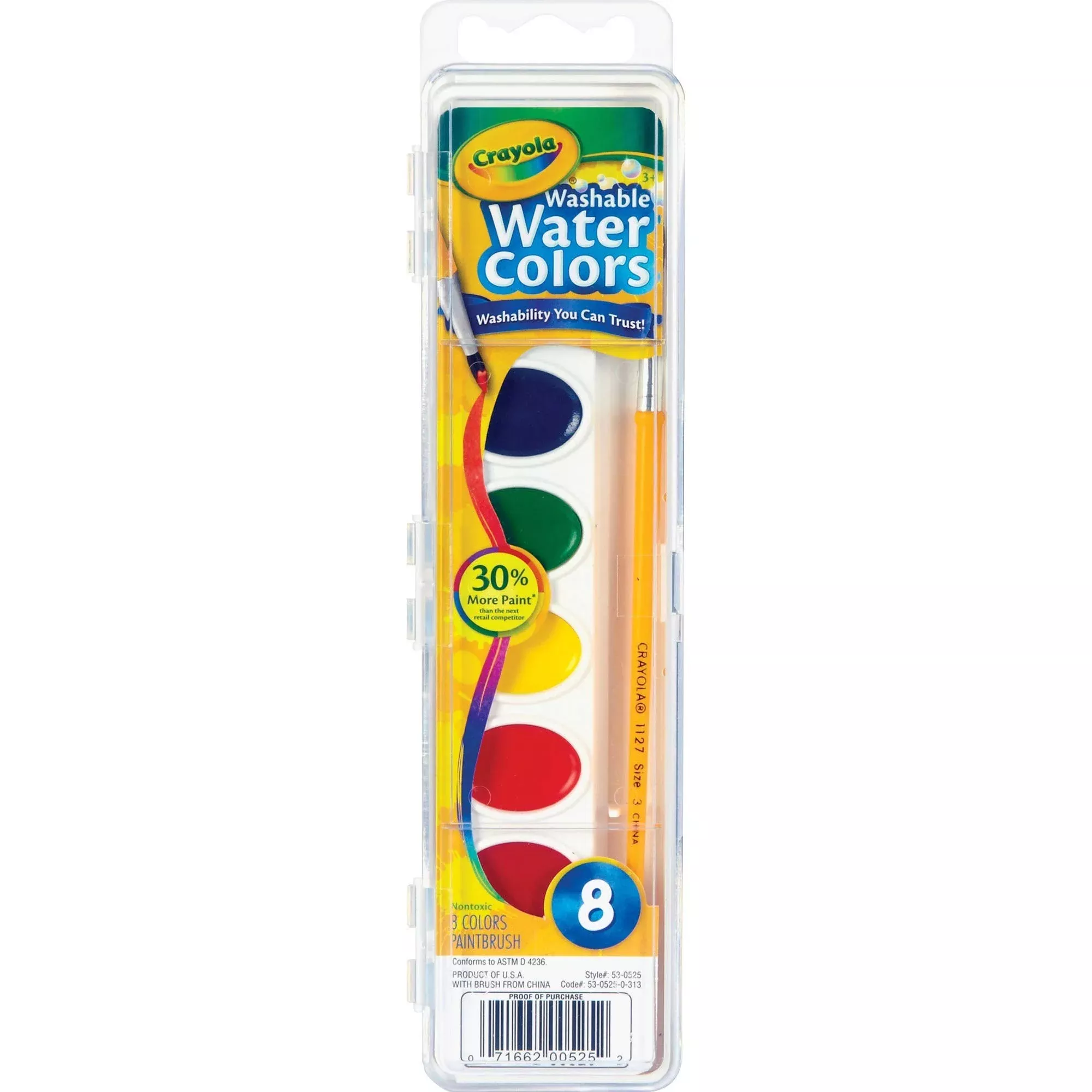 CYO530525 Semi-Moist Paint Assorted Colors 1 Count with Paintbrush