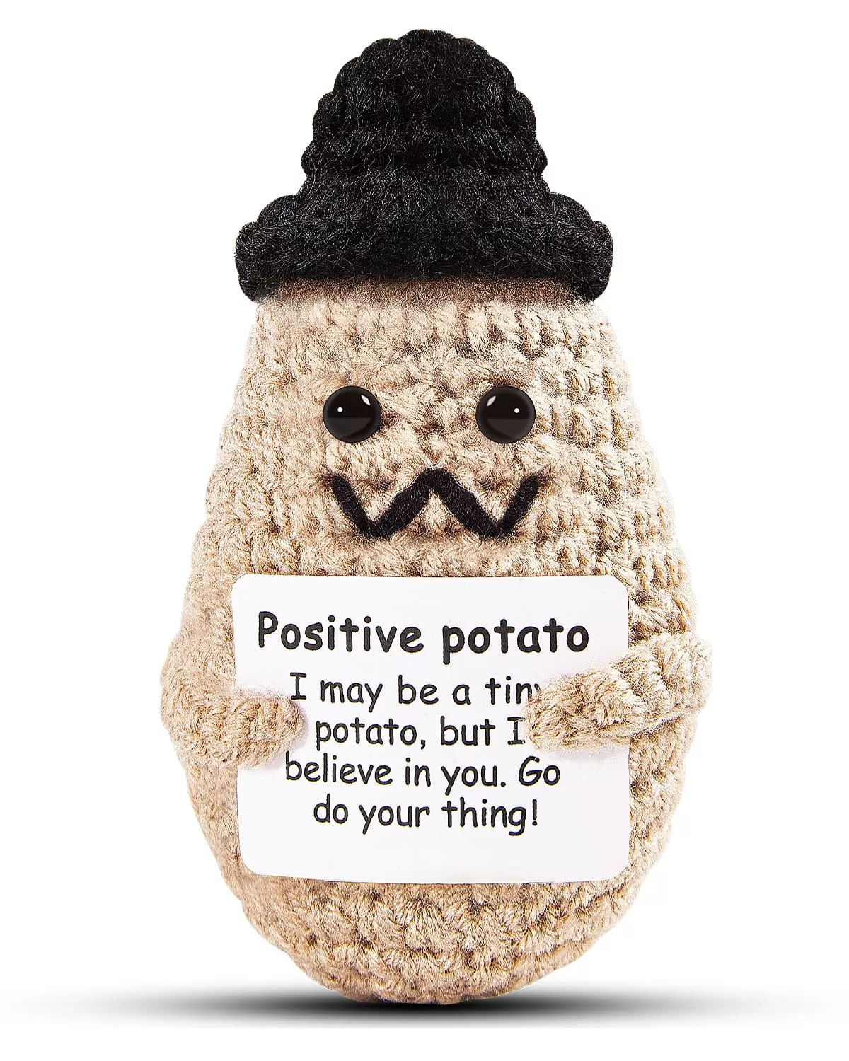 DAFURIET Mini Funny Positive Potato Doll, 3 Inch, Grey Woolen Yarn