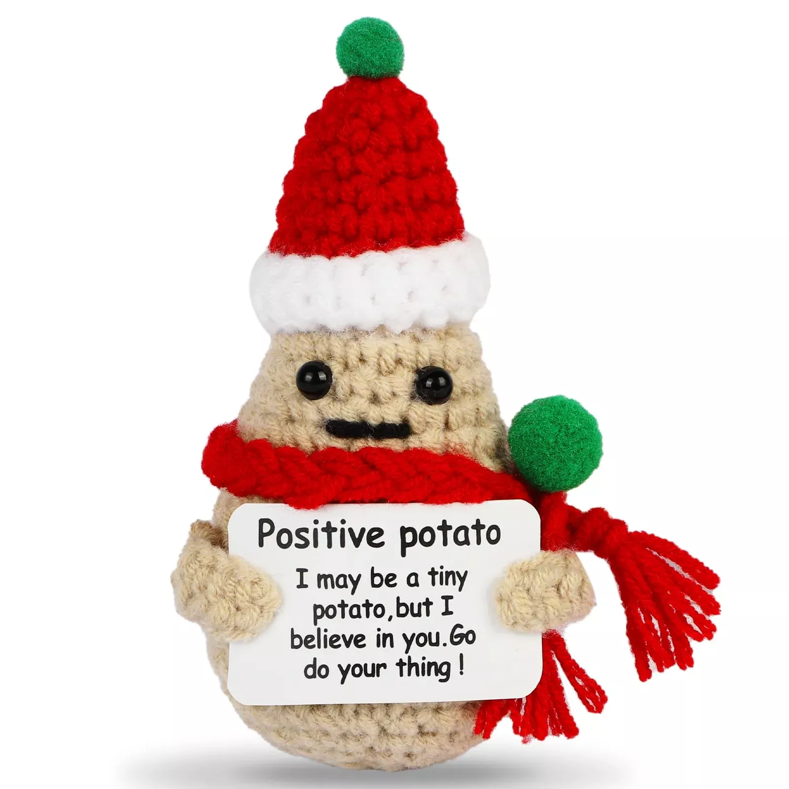 DAFURIET Mini Positive Christmas Potato Doll, 3-inch, Grey Woolen