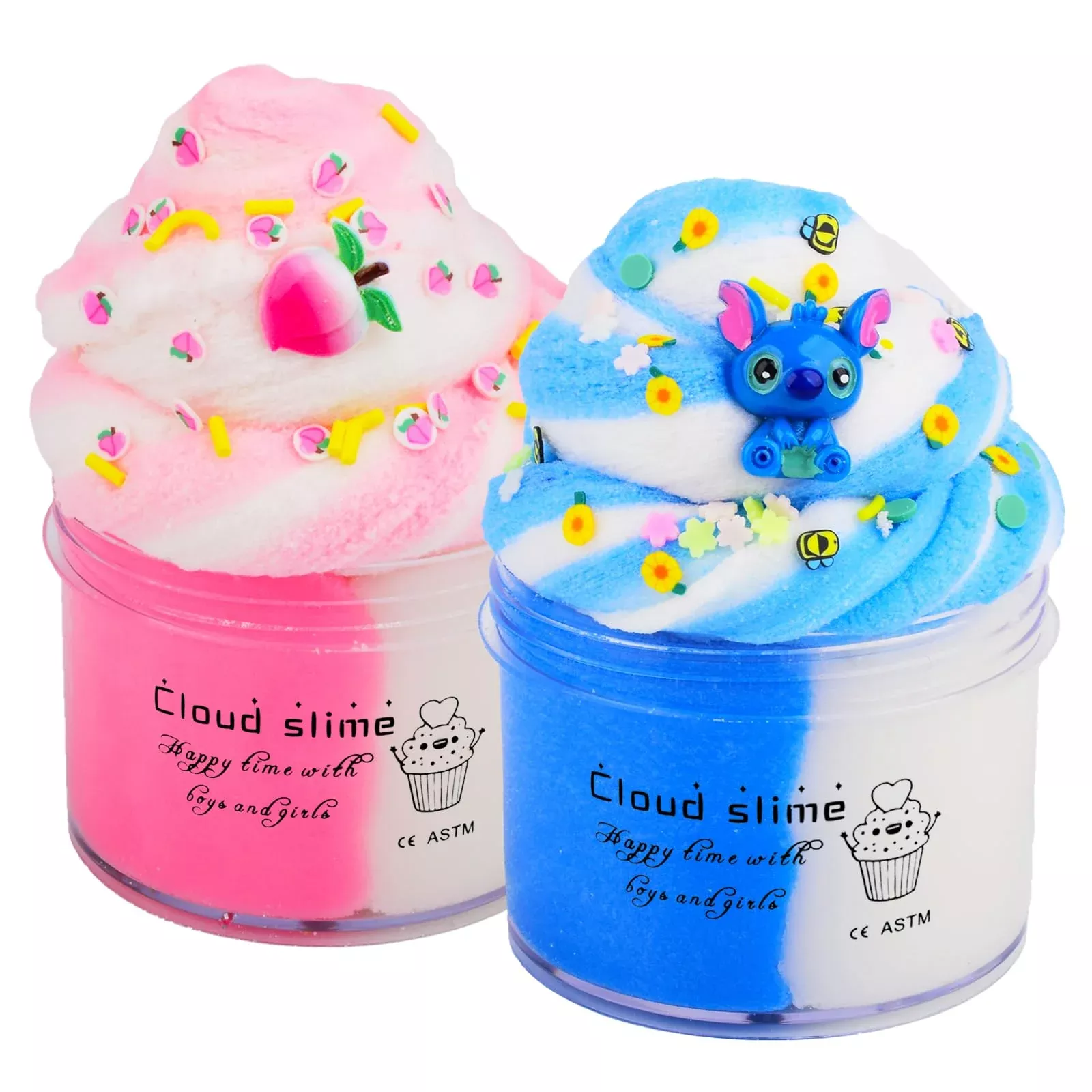Dahioqhaj 2 Pack Cloud Slime Kit, Diy Stress Relief Toy Scented Slime,