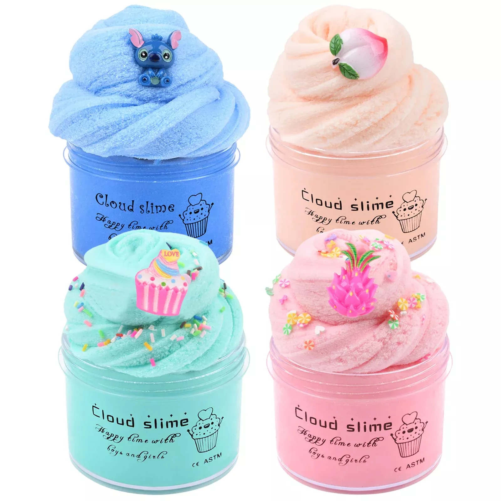 Dahioqhaj 4 Pack Cloud Slime Kit - Soft Scented Slime For Kids Educati