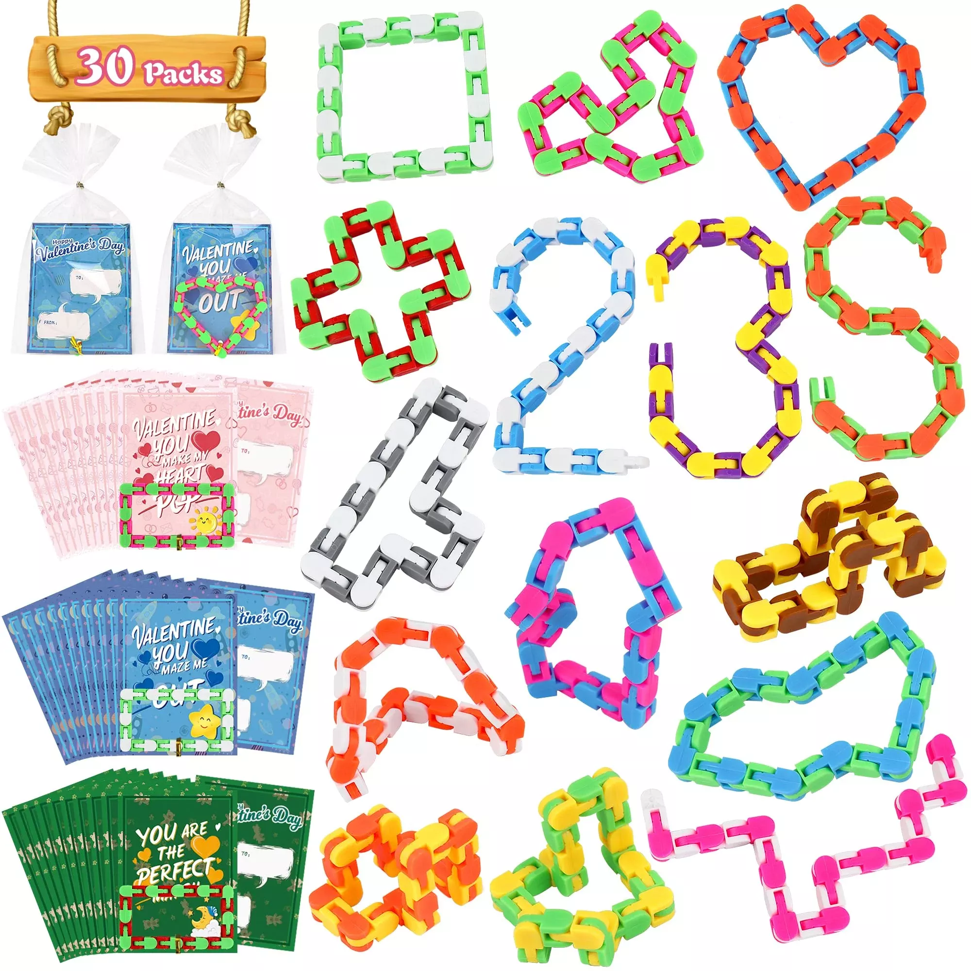 DBPBToU Snap Fidget Snake Toy - Blue, 30 Links, Durable PP Material