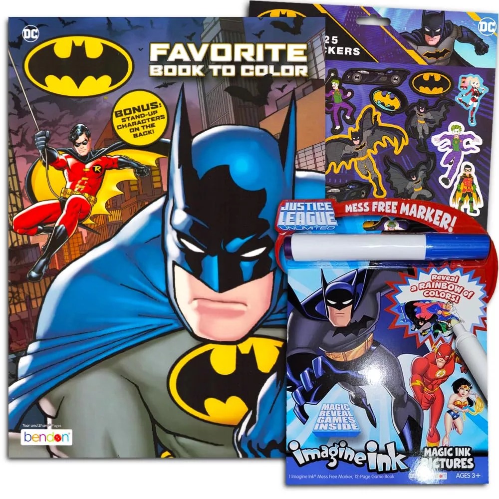 Dc Comics Batman Coloring & Activity Book Set ~ 2 Batman Books With Bo