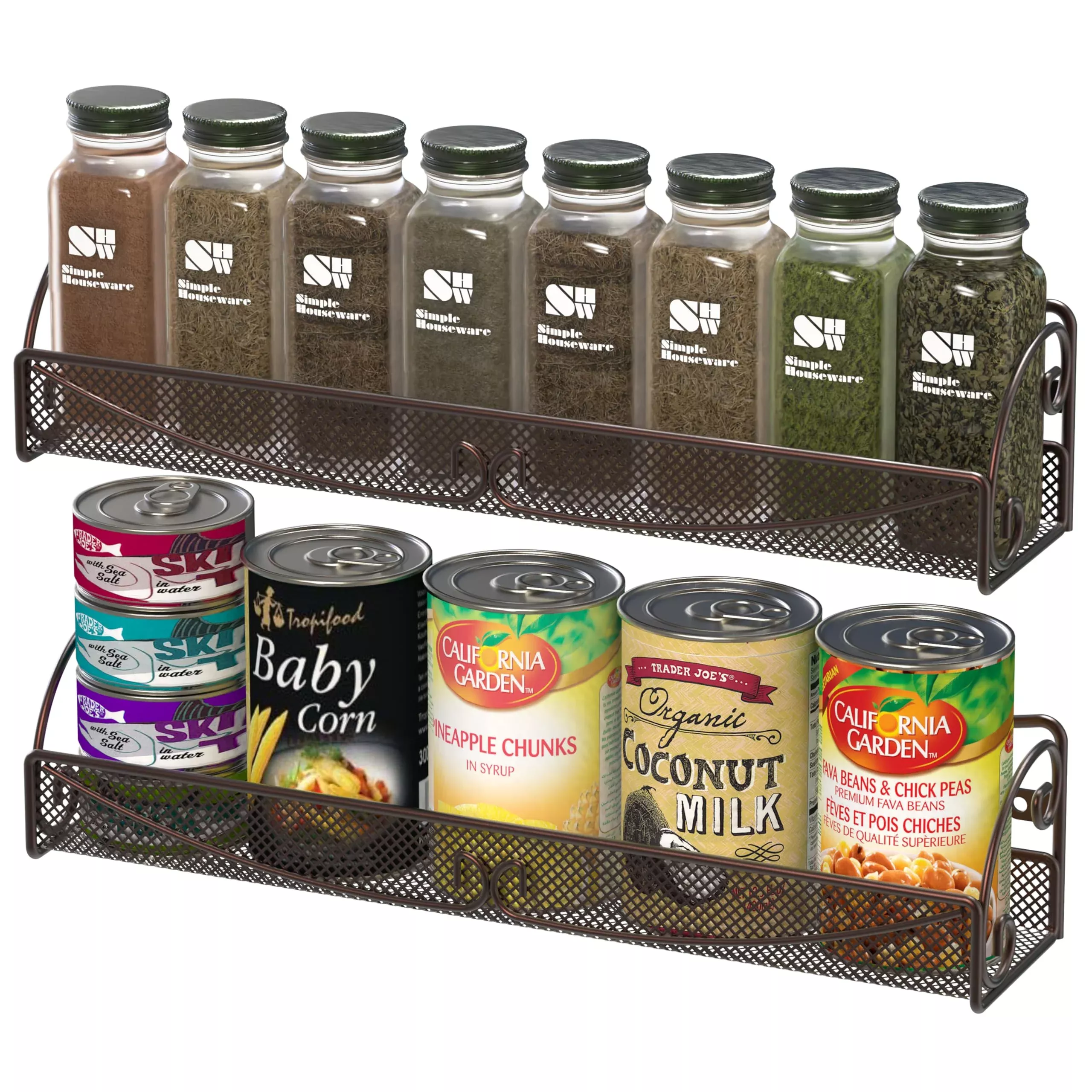 Deco Brothers Multi-Purpose Rack for Spice Bottles, Bronze, 2 pcs