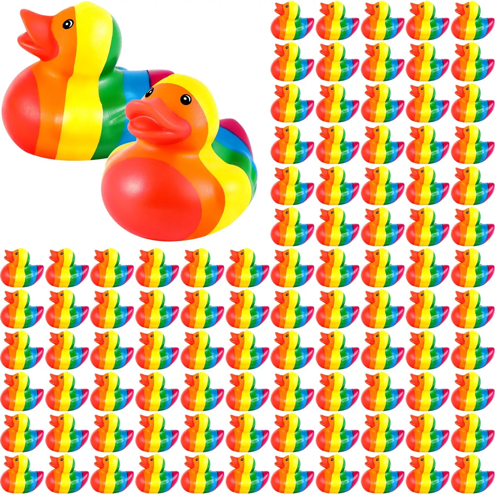 Deekin Rainbow Rubber Ducks for LGBT Parties, 48 Pieces, Small