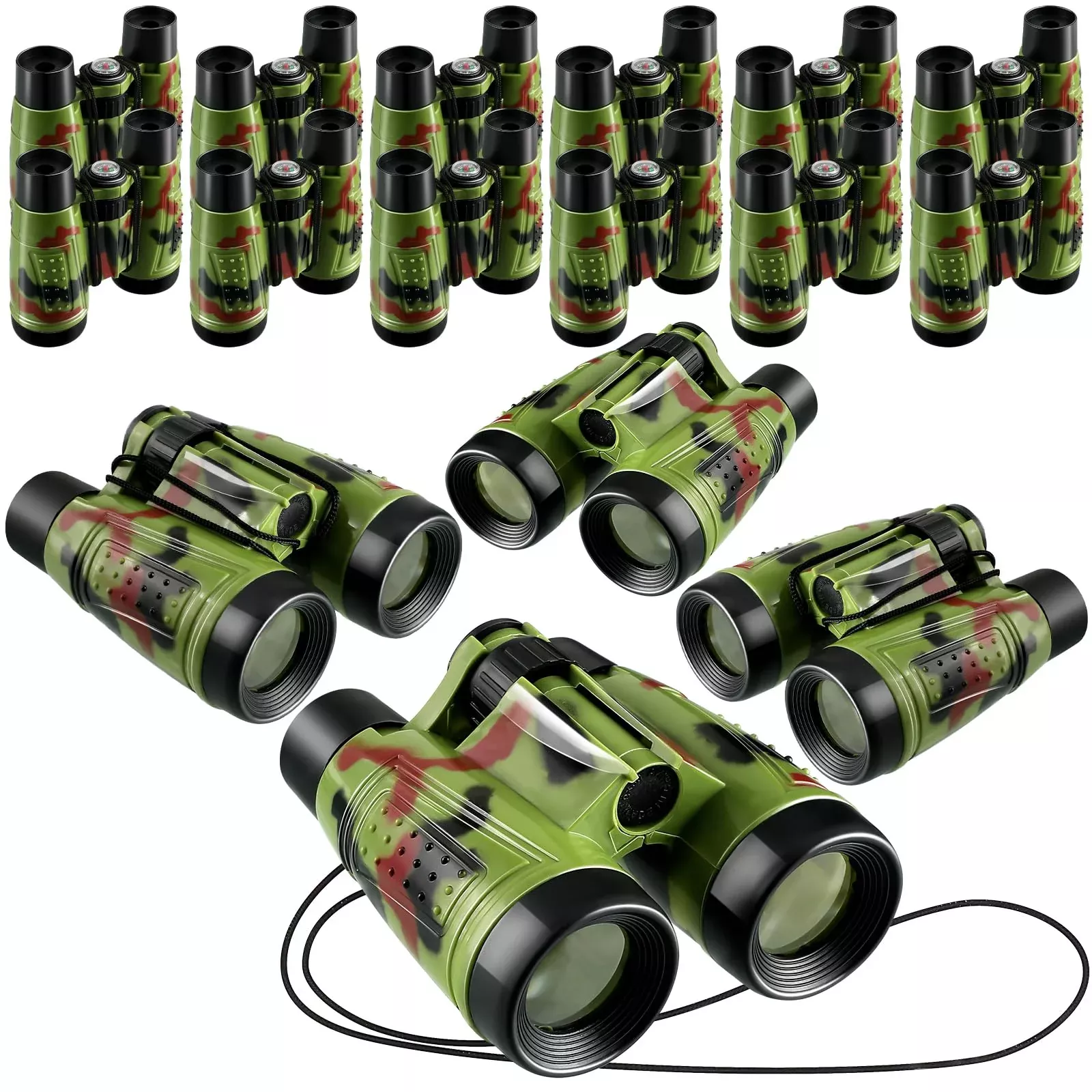 Deekin Toy Binoculars for Kids, 16 Pack, Camouflage, Safe Plastic