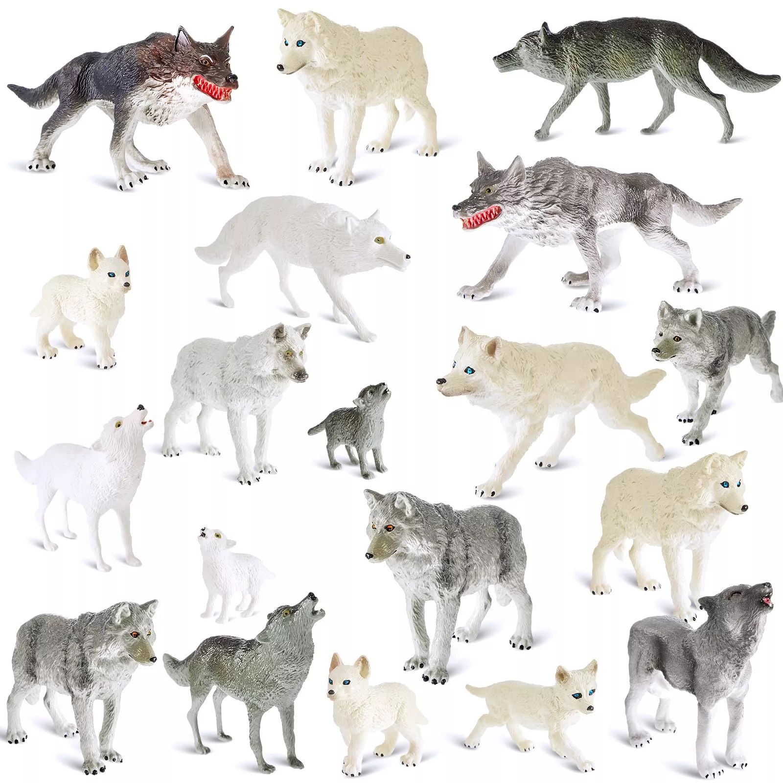 Deekin Wolf Toys Set - 20 Figures, 2.59 inches, PVC, As
